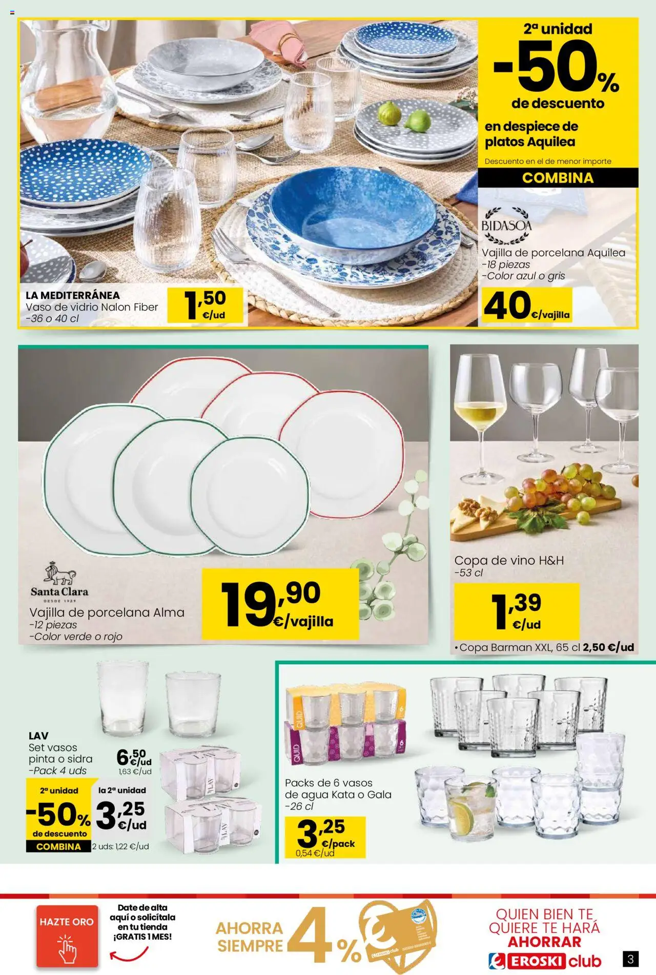 Eroski - Oh! Qué chef │ válido desde el 09.10.2025 | Página: 3 | Productos: Vino, Vasos, Té, Βρεφικό κρεβάτι