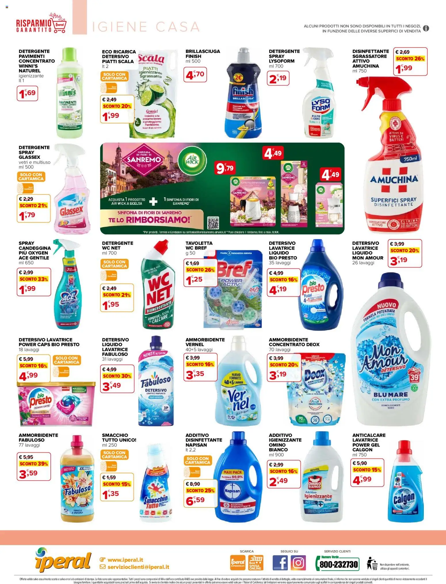 Volantino Iperal del 05.03.2026 | Pagina: 4 | Prodotti: Ammorbidente, Tè, Lavatrice, WC