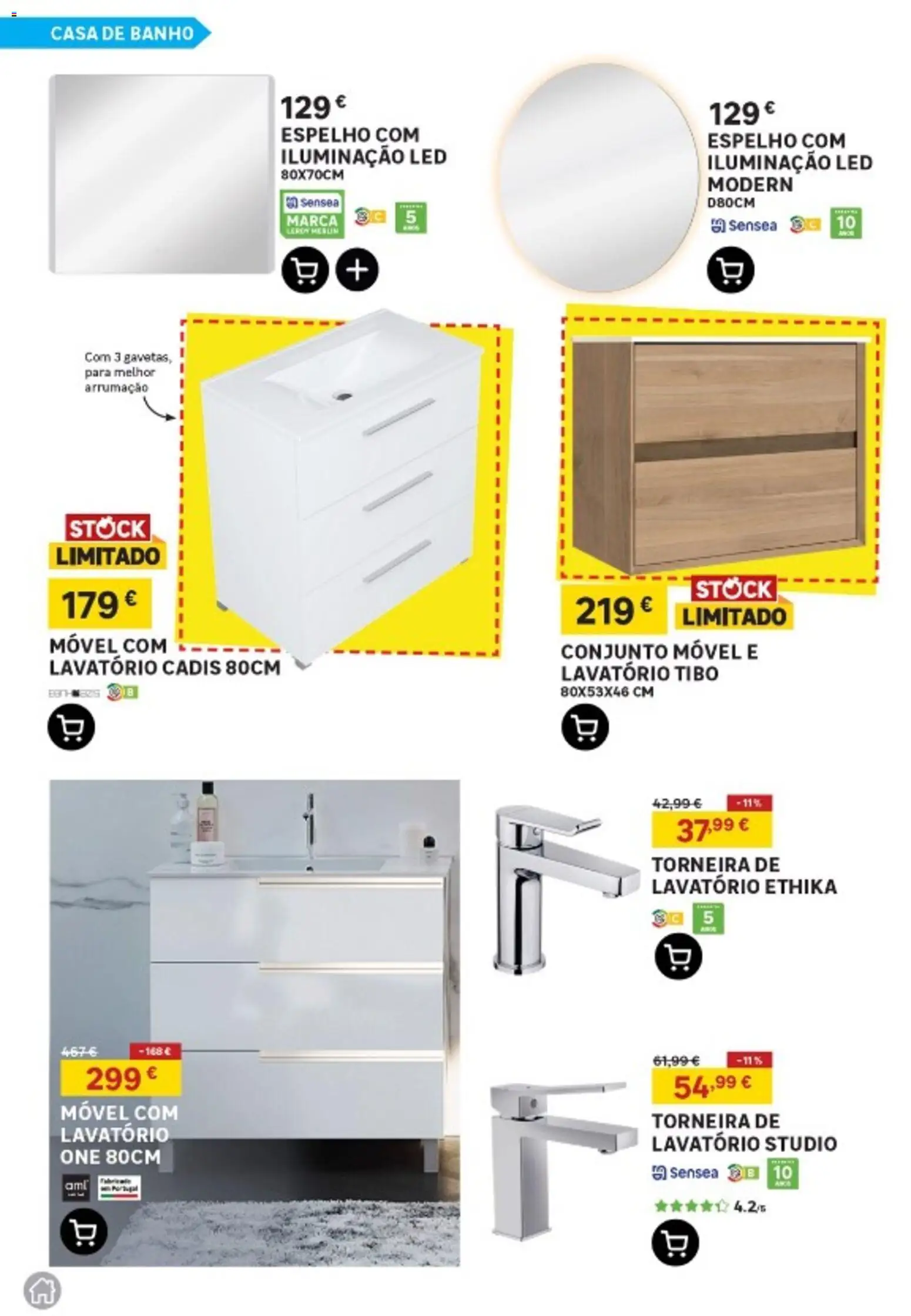 Leroy Merlin Portugal Continental │ válido de 13.11.2025 | Página: 13 | Produtos: Lavatório, Casa de banho, Banho, Espelho