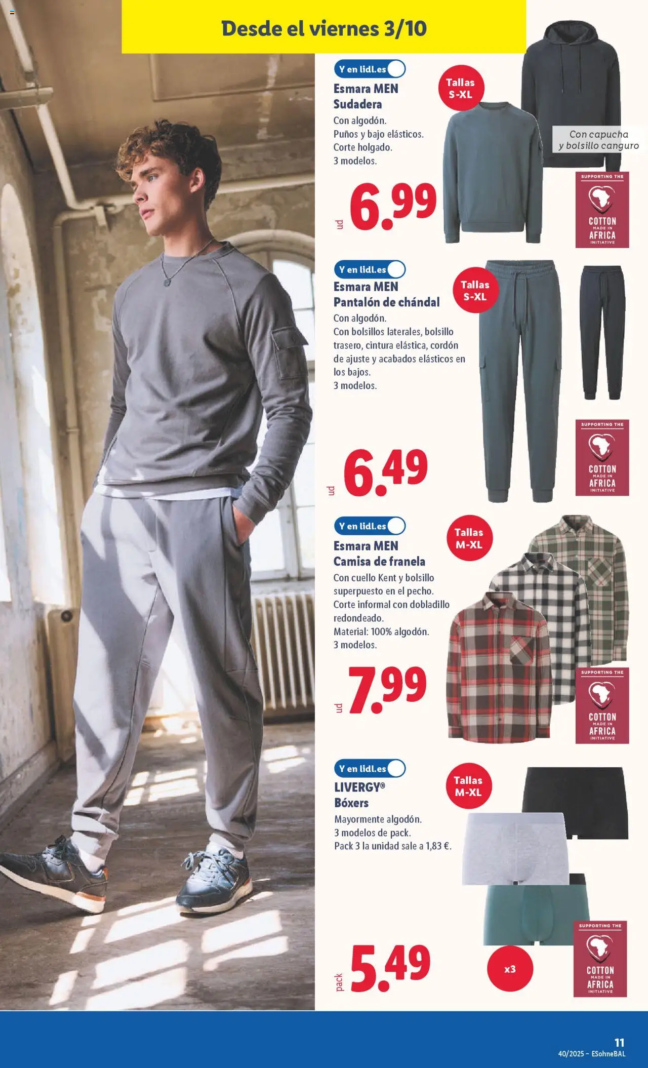 Lidl catálogo de bazar MAD │ válido desde el 29.09.2025 | Página: 19 | Productos: Camisa, Sudadera, Boxers, Pantalón de chándal