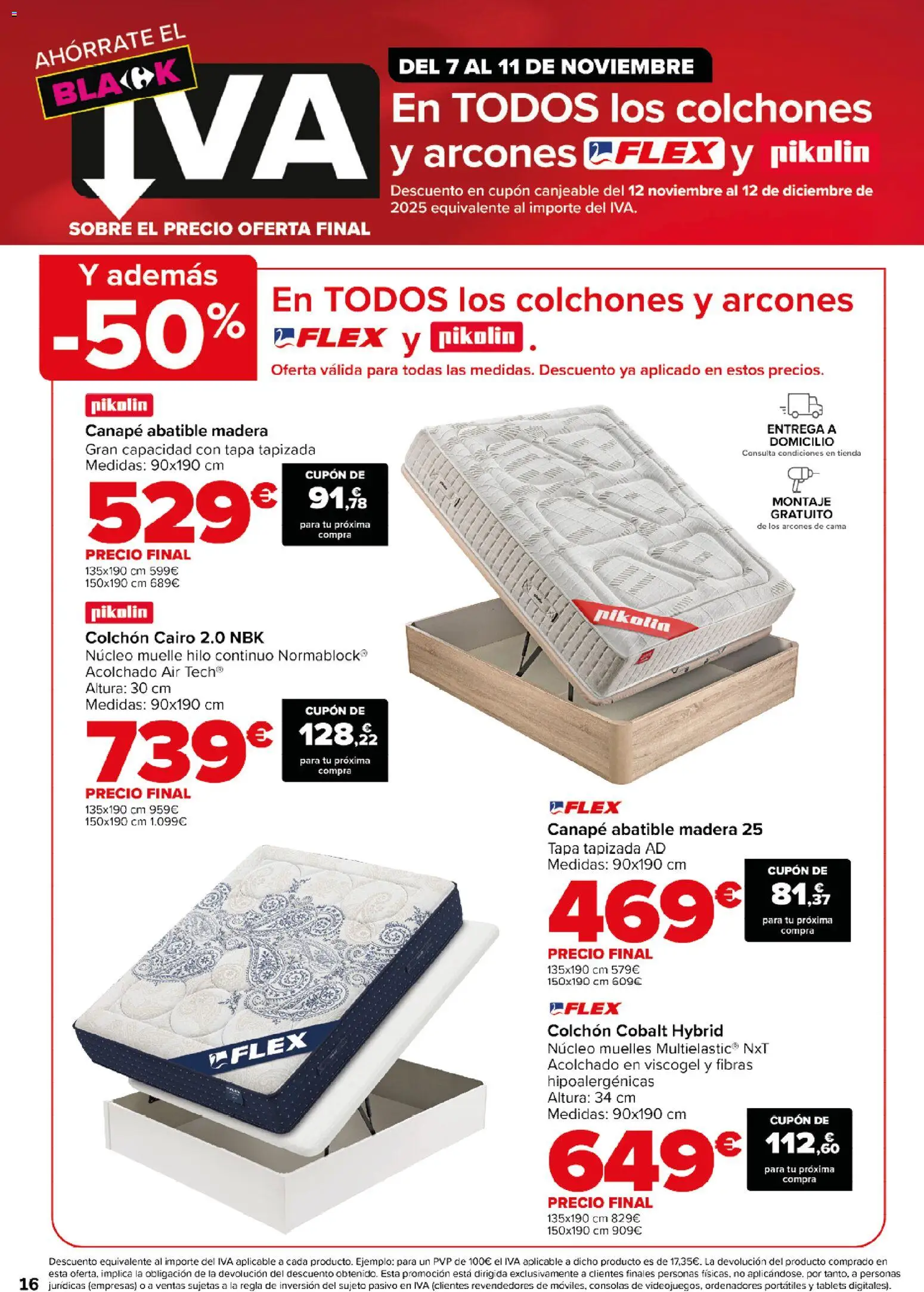 Carrefour Black Friday │ válido desde el 06.11.2025 | Página: 16 | Productos: Colchon, Cama
