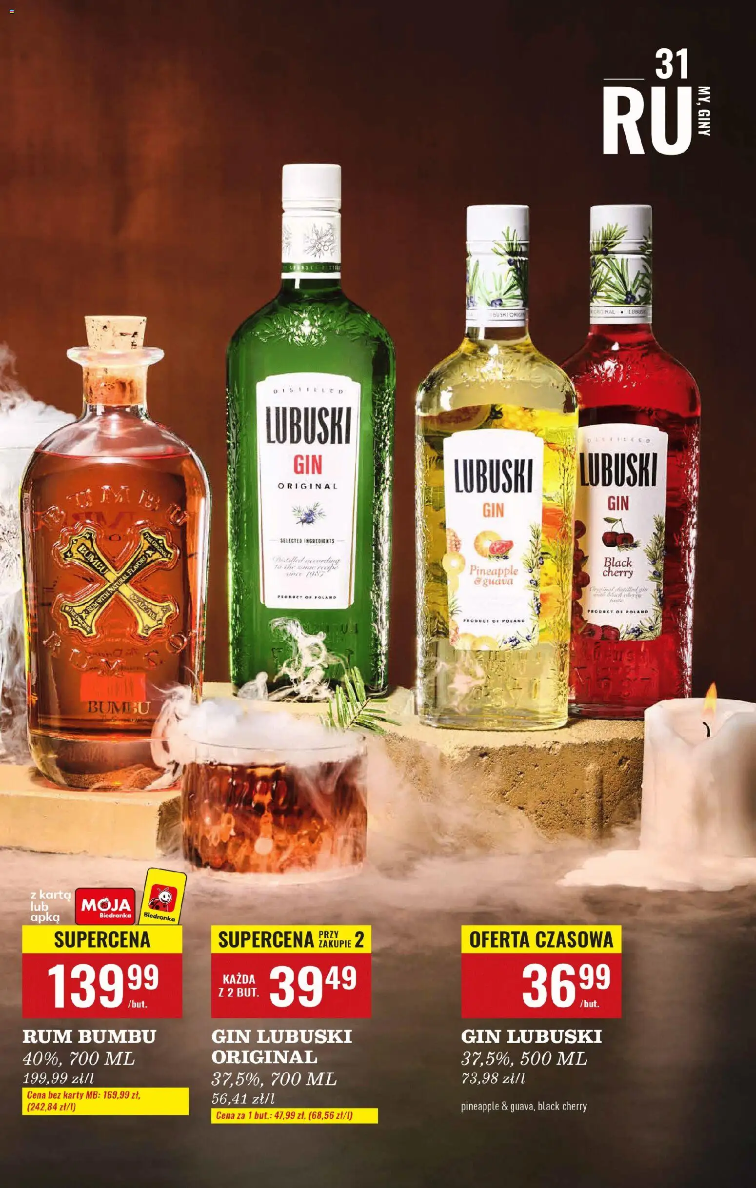 Biedronka gazetka - Czas na toast od 17.11.2025 | Strona: 31 | Produkty: Karta, Gin Lubuski, Rum, Gin
