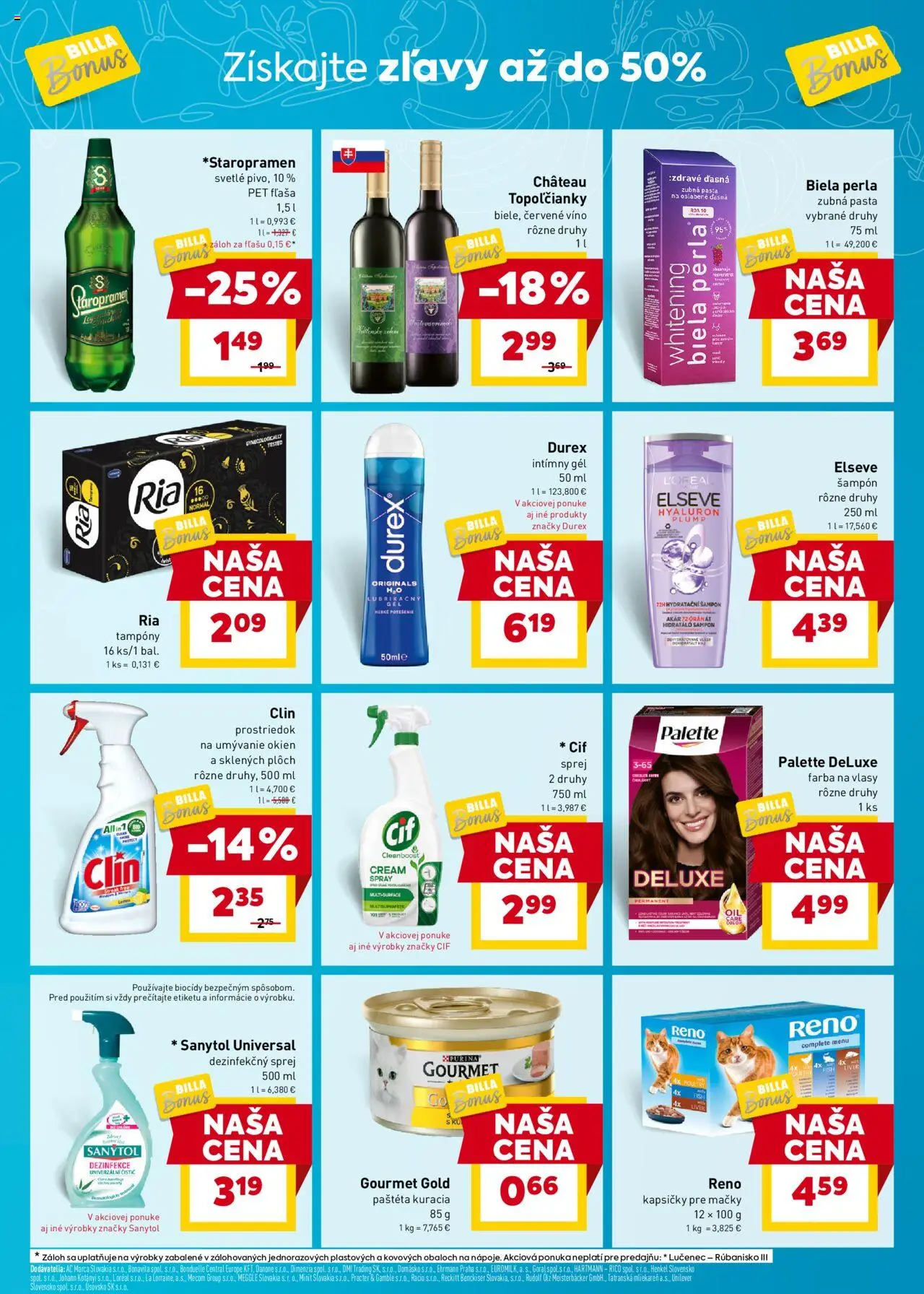 Billa Bonus leták │ platný od 16.07.2025 | Strana: 5 | Produkty: Sanytol, Zubná pasta, Červené víno, Cif