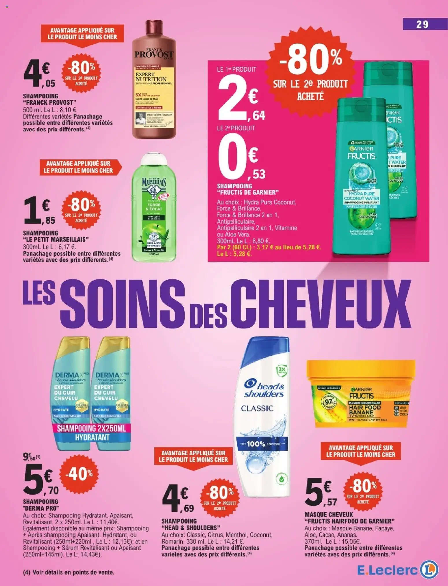 {H1} | Page: 29 | Produits: Pomme, Shampooing, Masque, Banane