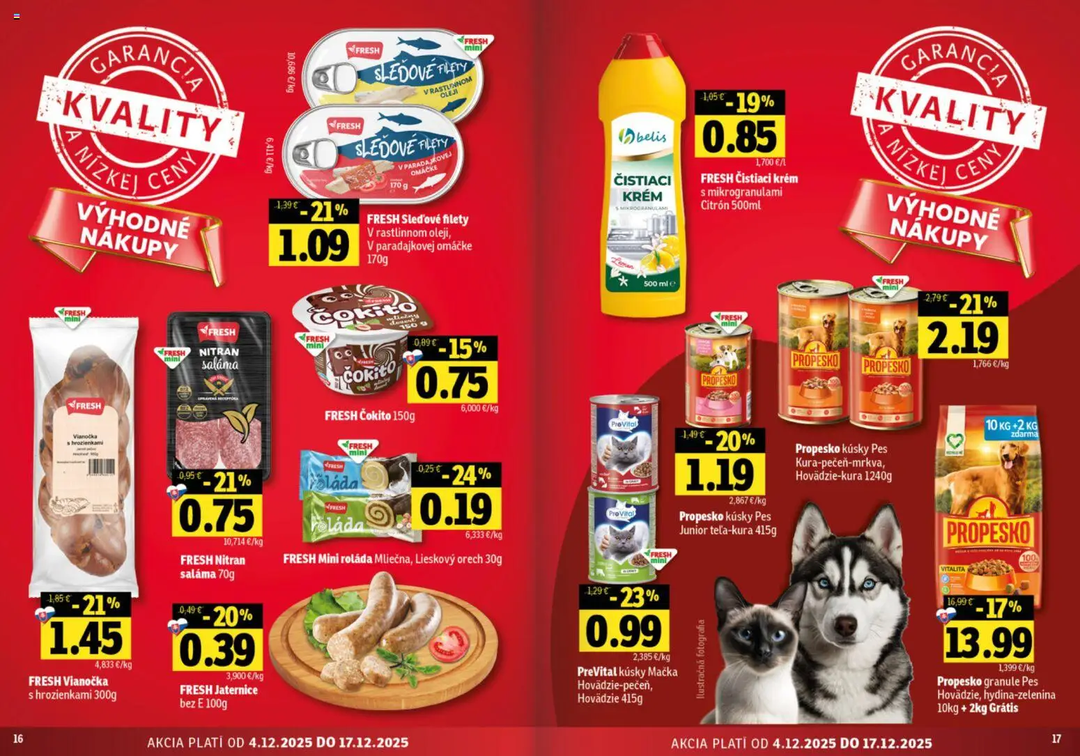 Nové Fresh akcie – leták je platný od 04.12.2025 | Strana: 9 | Produkty: Saláma, Vianočka, Krém