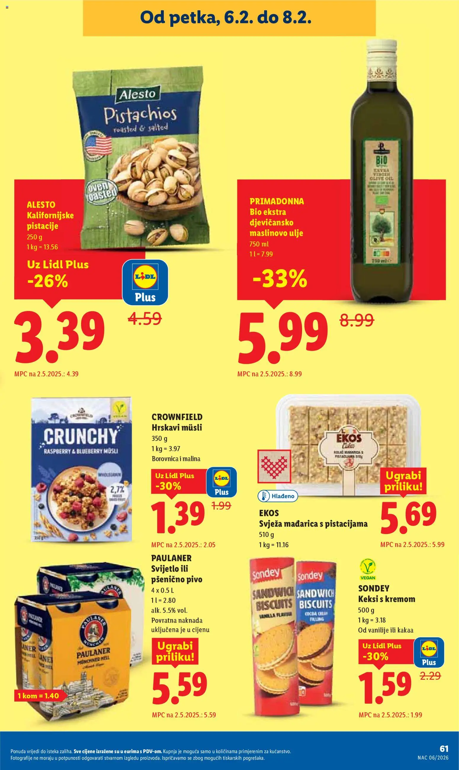 Lidl katalog | vrijedi od 02.02.2026 | Stranica: 61 | Proizvodi: Keksi, Ulje, Musli, Toner