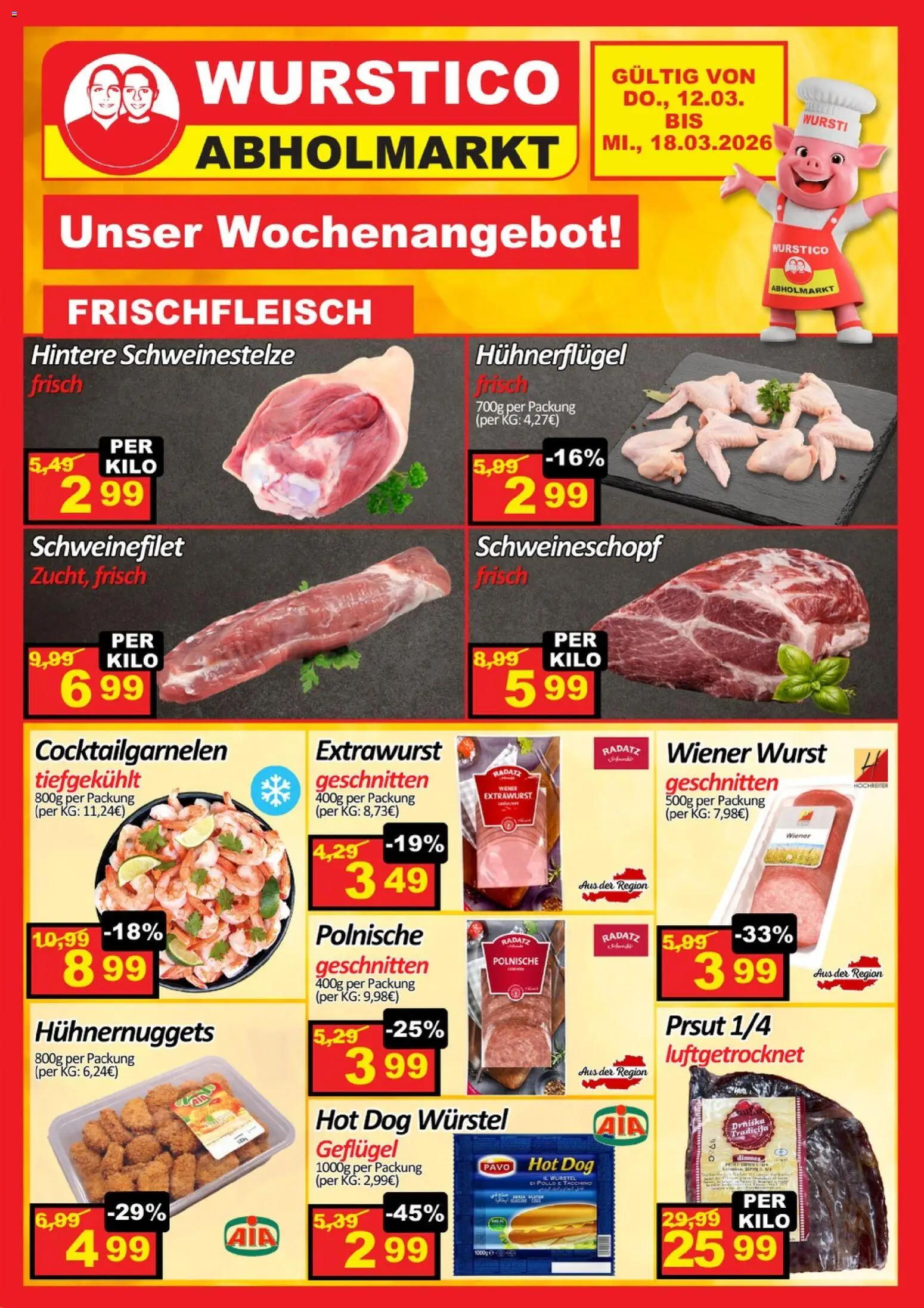 Wurstico Abholmarkt Flugblatt gültig ab 12.03.2026 | Seite: 1 | Produkte: Wurst