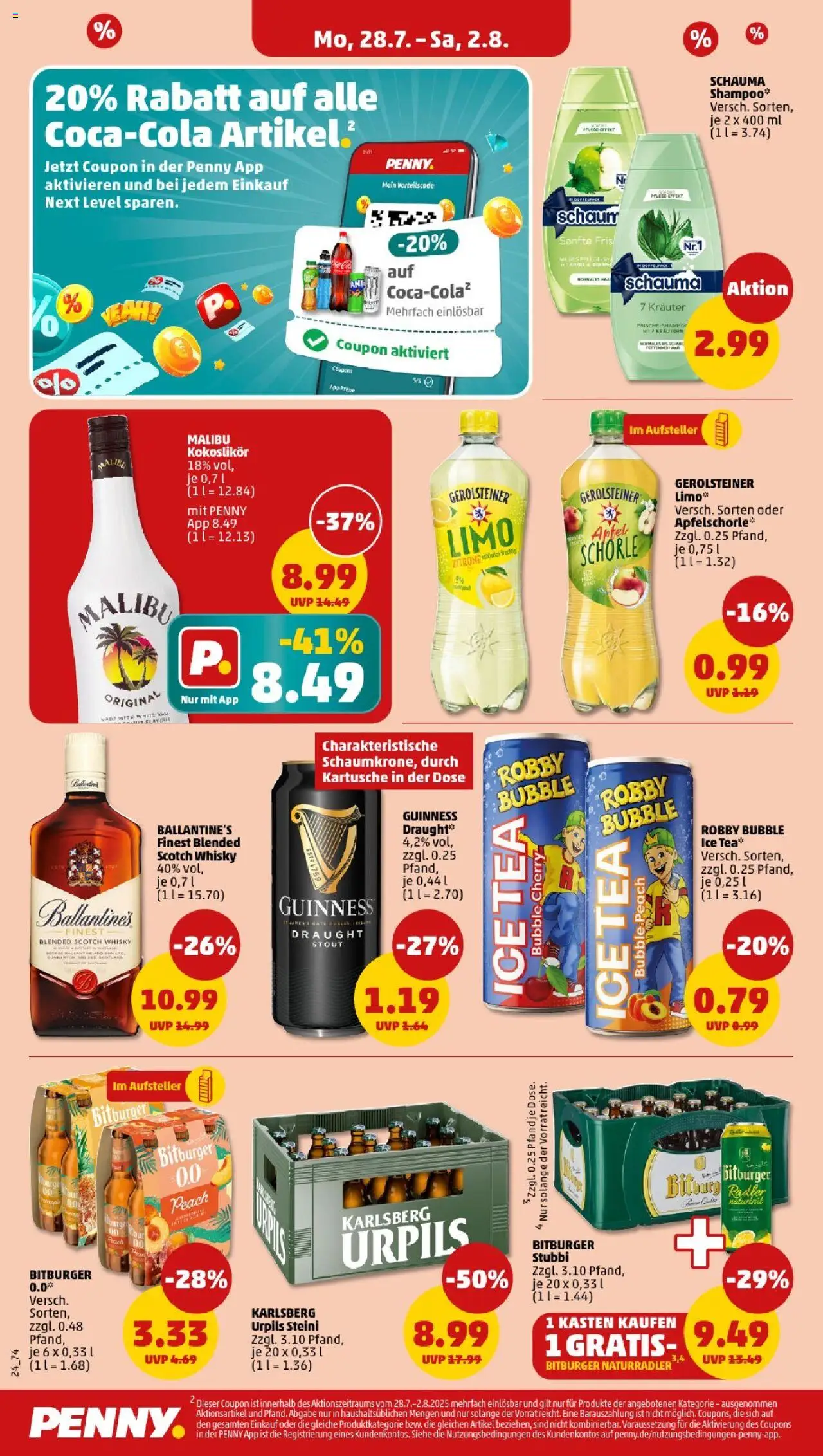 Penny - Saarland - gültig ab dem 28.07.2025 | Seite: 20 | Produkte: Whisky, Bitburger, Zitrone, Gerolsteiner