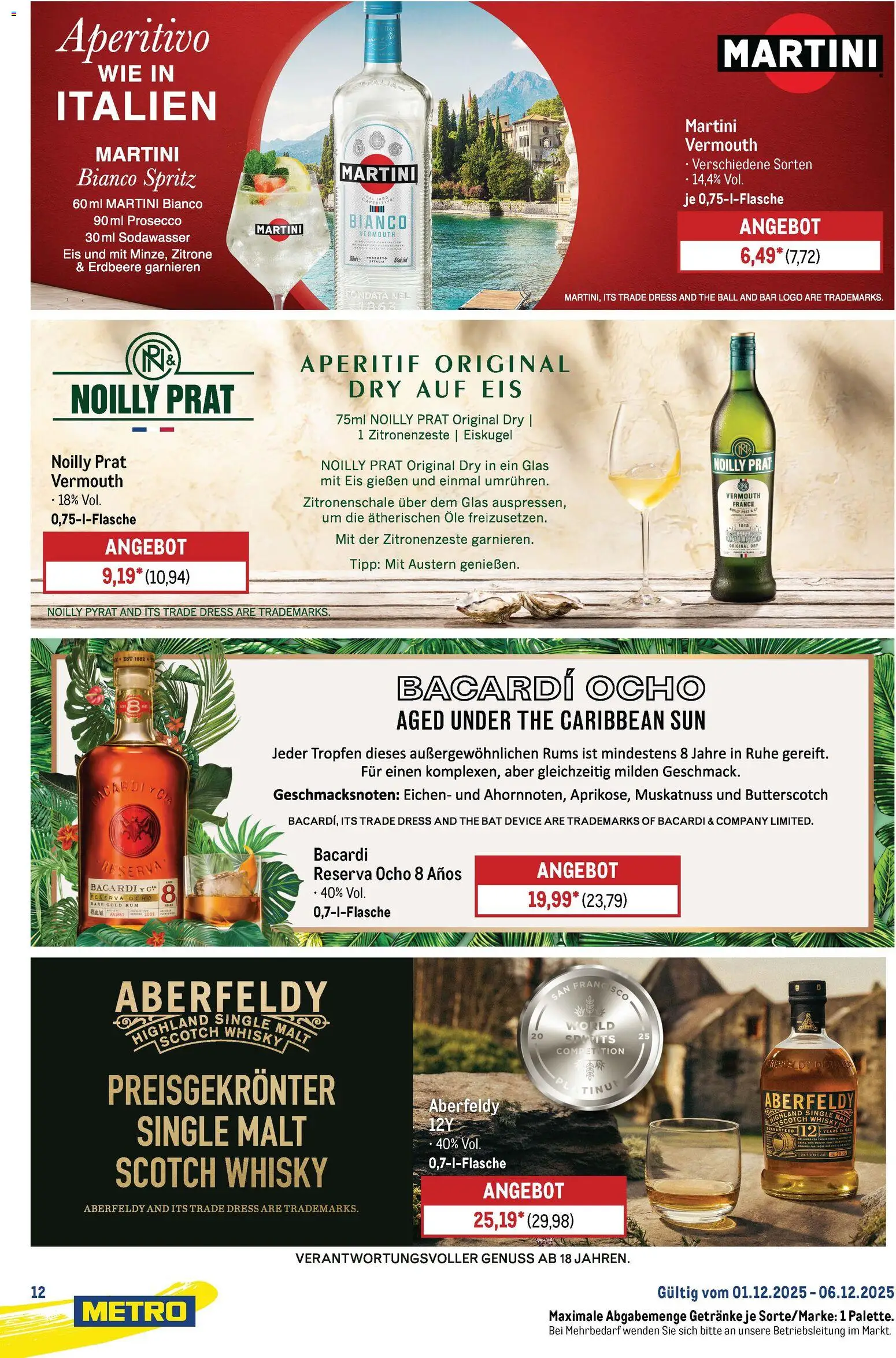 Metro Starke Marken – gültig ab 01.12.2025 | Seite: 12 | Produkte: Bacardi, Whisky, Prosecco, Zitrone