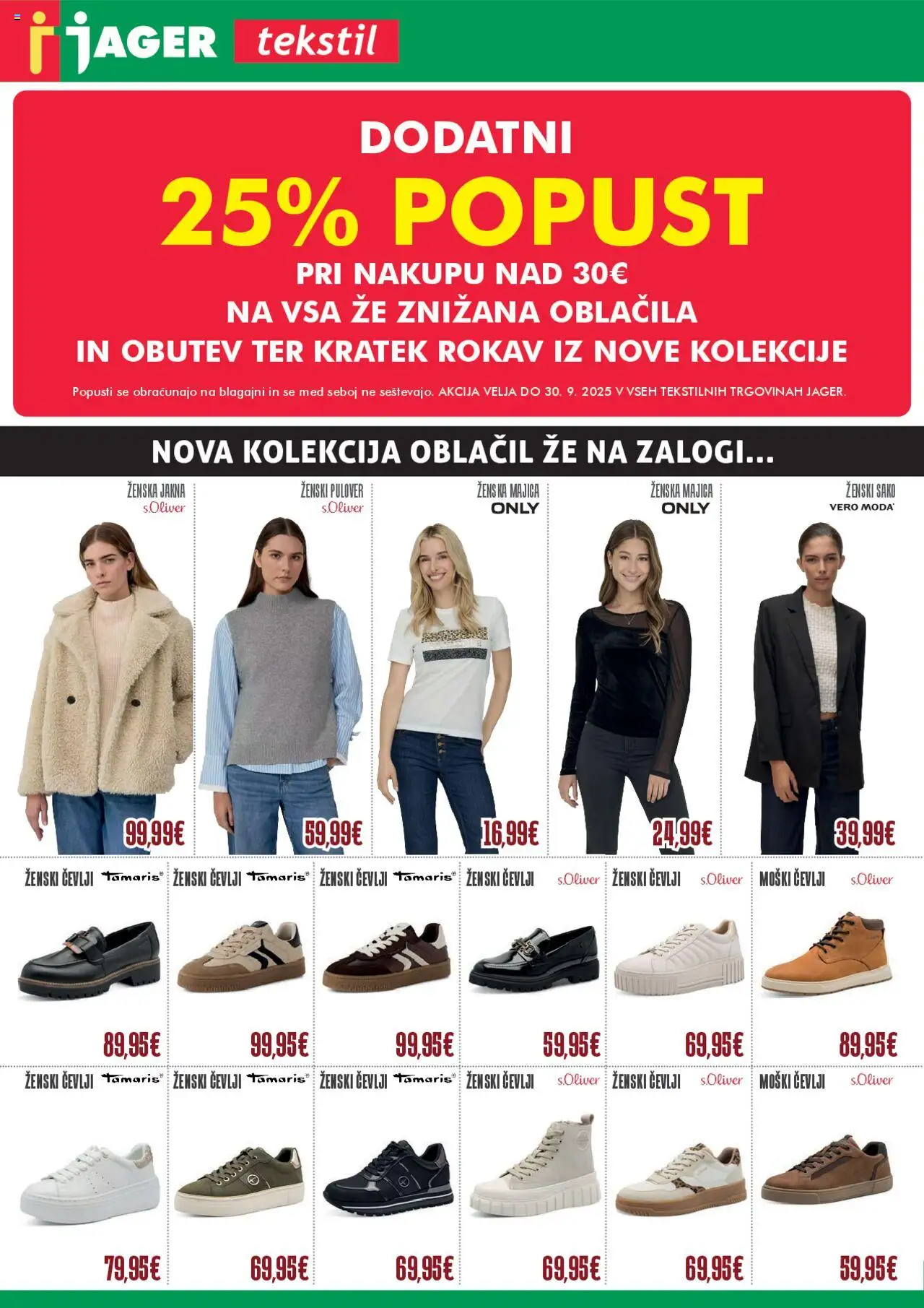 Novi Jager katalog ponudbe – veljaven od 10.09.2025 | Stran: 1 | Izdelki: Majica, Pulover, Jakna, Cevlji