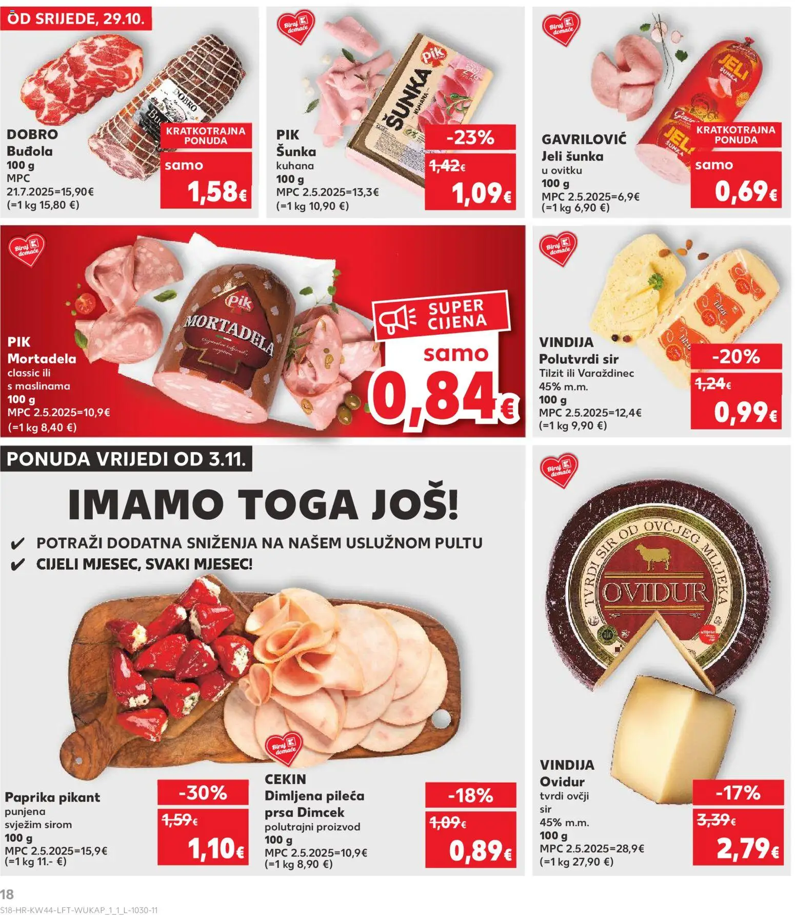 Kaufland katalog | vrijedi od 29.10.2025 | Stranica: 18 | Proizvodi: Sir, Mortadela, Buđola, Paprika
