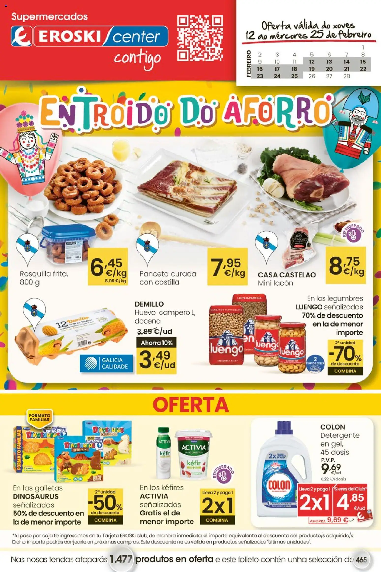 Eroski - Entroido do aforro │ válido desde el 12.02.2026 | Página: 1 | Productos: Detergente, Ηλεκτρικός φούρνος, Té, Galletas