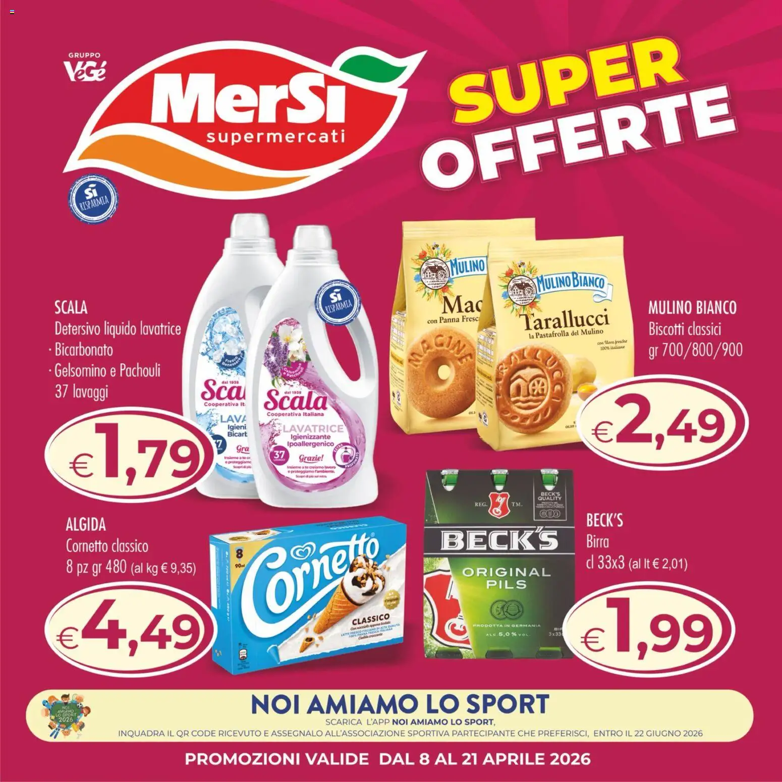 Volantino MerSi Supermercati del 08.04.2026 | Pagina: 1 | Prodotti: Birra, Panna, Bicarbonato, Scala