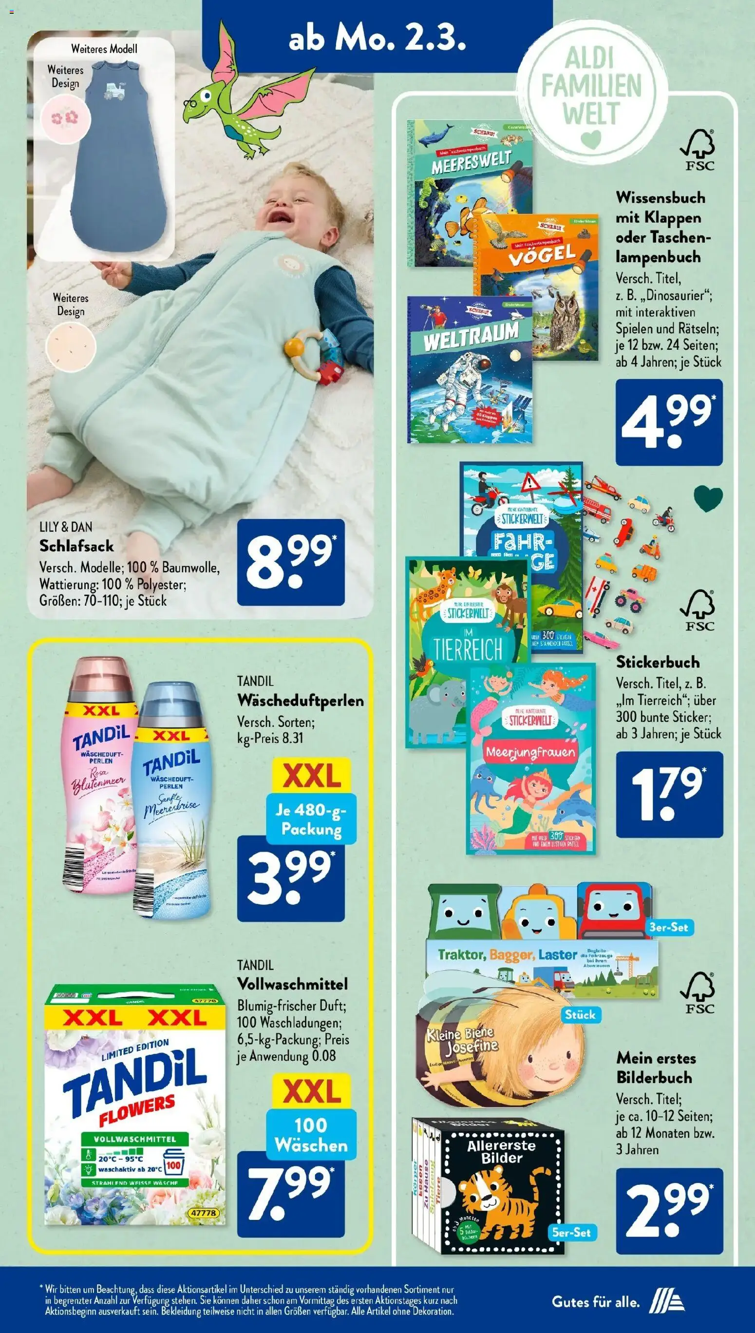 Aldi Süd Wochenangebote – gültig ab 02.03.2026 | Seite: 15 | Produkte: Schlafsack, Bilder, Bekleidung