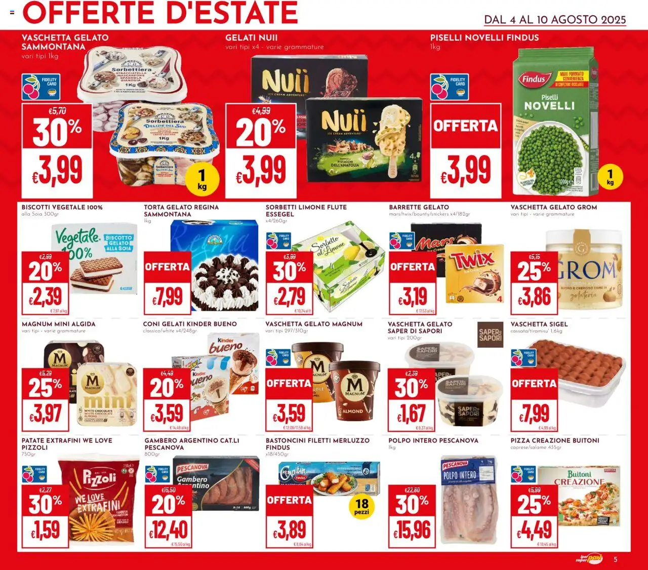 Volantino Pan del 04.08.2025 | Pagina: 5 | Prodotti: Merluzzo, Sorbetto, Patate, Torta