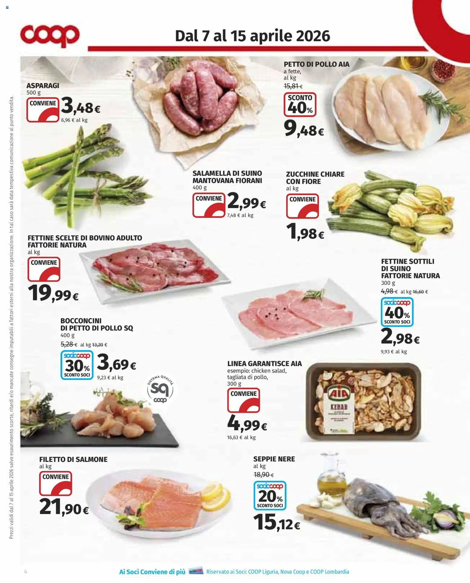 Volantino COOP del 07.04.2026 | Pagina: 4 | Prodotti: Pollo, Suino, Data, Asparagi