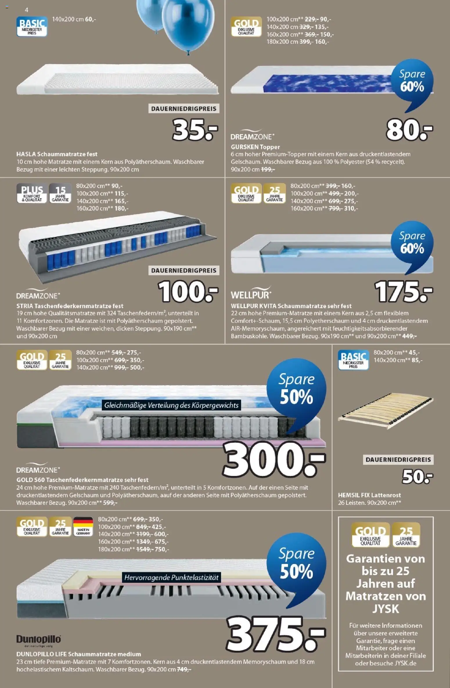 JYSK Aktuelle Prospekt – gültig ab 21.03.2026 | Seite: 4 | Produkte: Matratze, Lattenrost, Topper