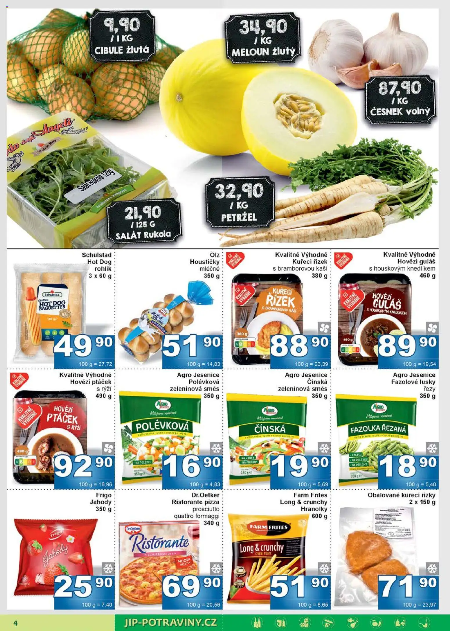 Jip leták od 02.01.2026 | Strana: 4 | Produkty: Meloun, Prosciutto, Rohlík, Meloun žlutý