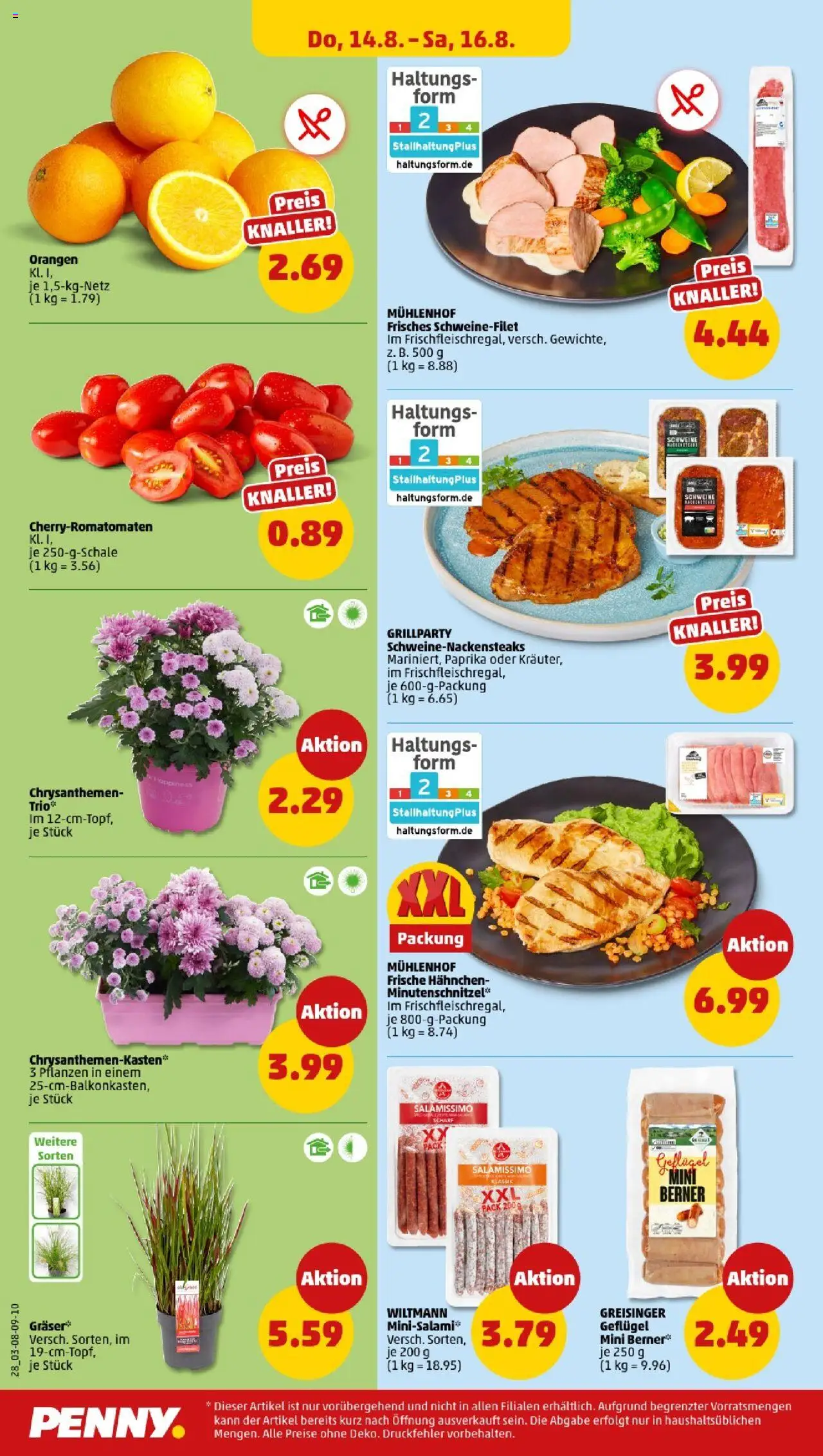 Penny - Hamburg - gültig ab dem 11.08.2025 | Seite: 28 | Produkte: Hahnchen, Orangen, Schweinefilet, Paprika