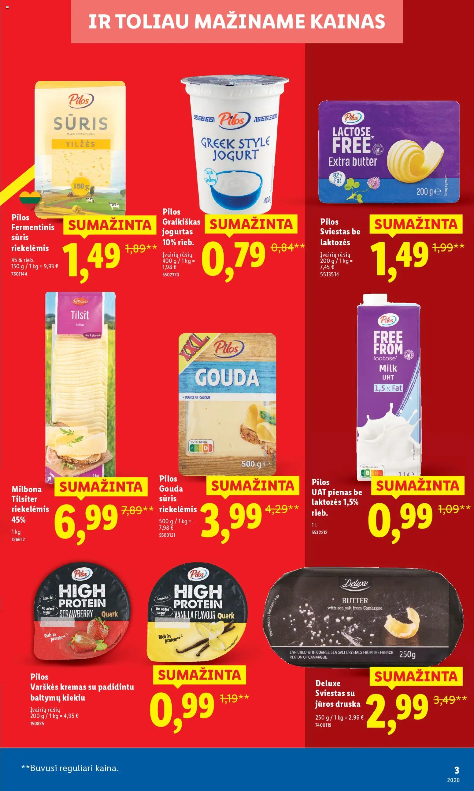 LIDL akcijos nuo 23.03.2026 | Puslapis: 3 | Prekių: Jogurtas, Sviestas, Jūros druska, Druska