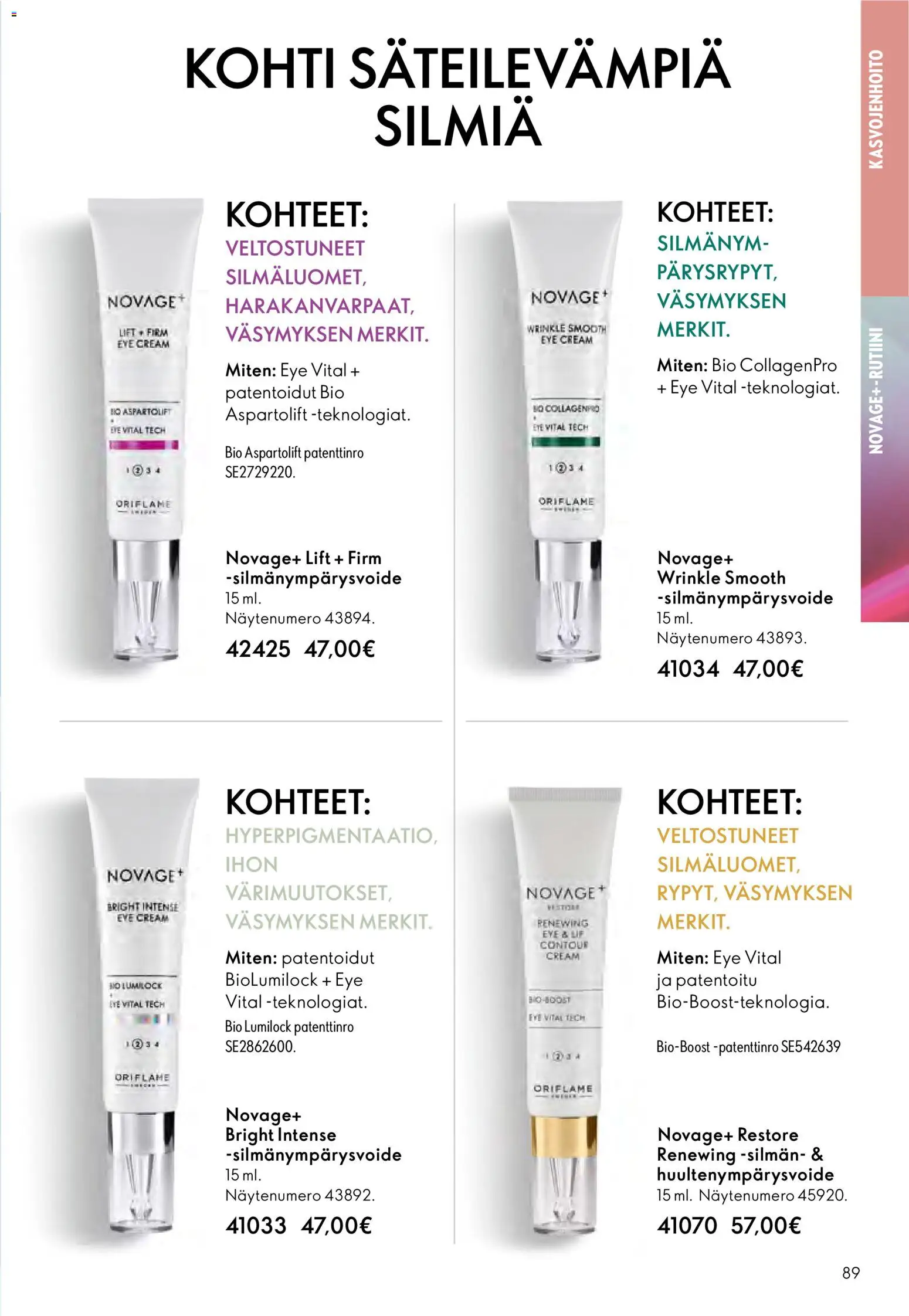 Oriflame - Esite 01 – voimassa 31.12.2025 alkaen | Sivu: 89 | Tuotteet: Silmänympärysvoide