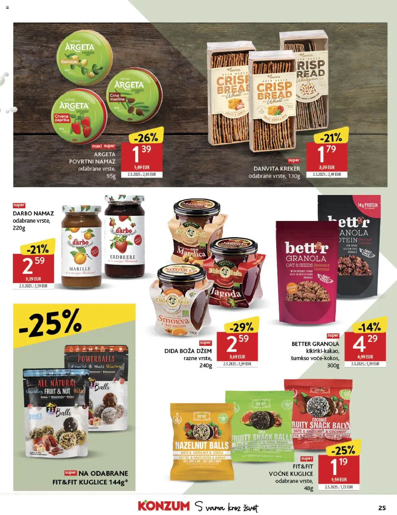 Konzum HR akciós ujság - amely érvényes a következő dátumtól: 24.09.2025 | Oldal: 25 | Termékek: Protein, Granola, Kréker