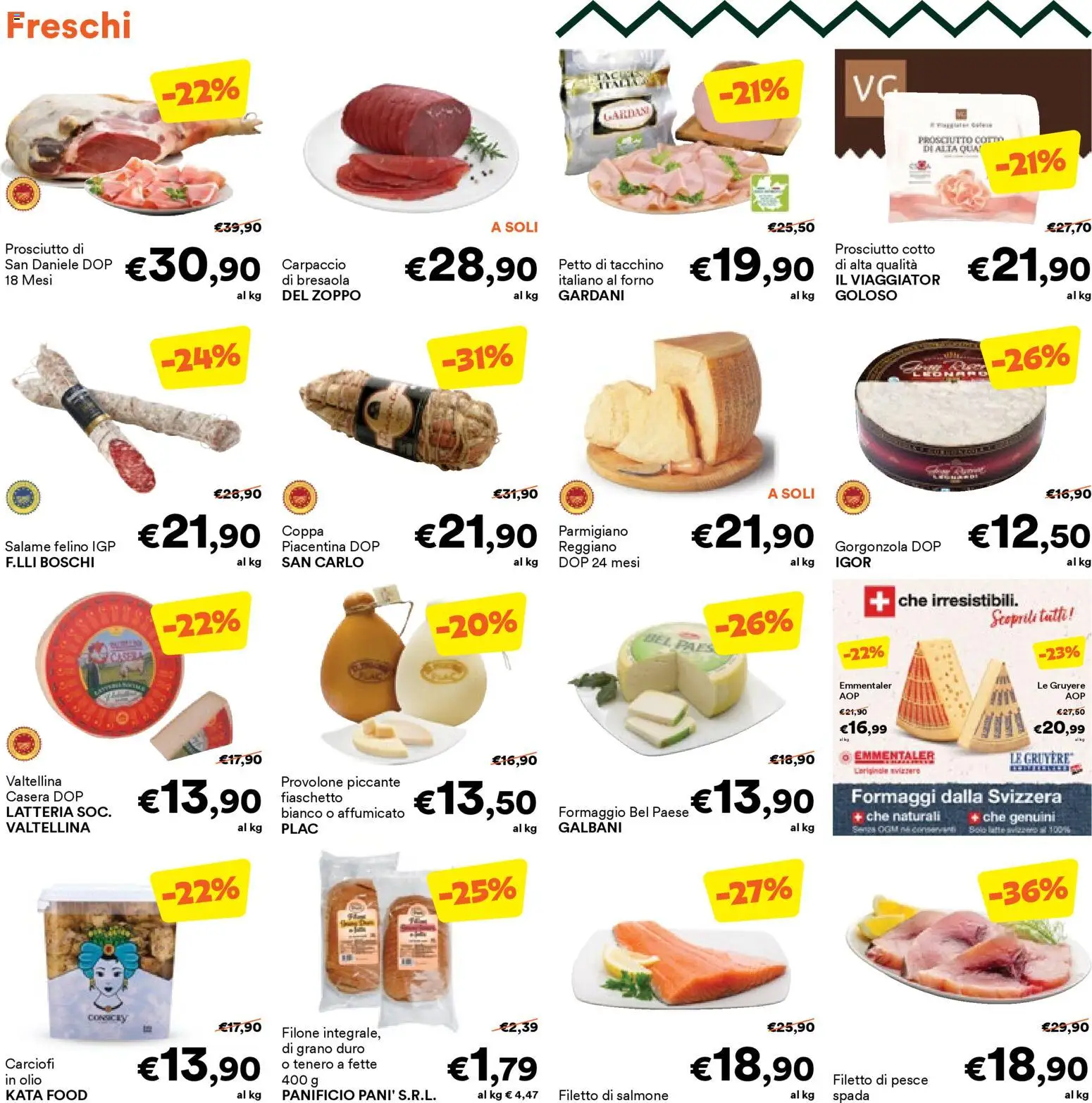 Volantino Unes del 22.10.2025 | Pagina: 4 | Prodotti: Provolone, Tacchino, Formaggio, Parmigiano