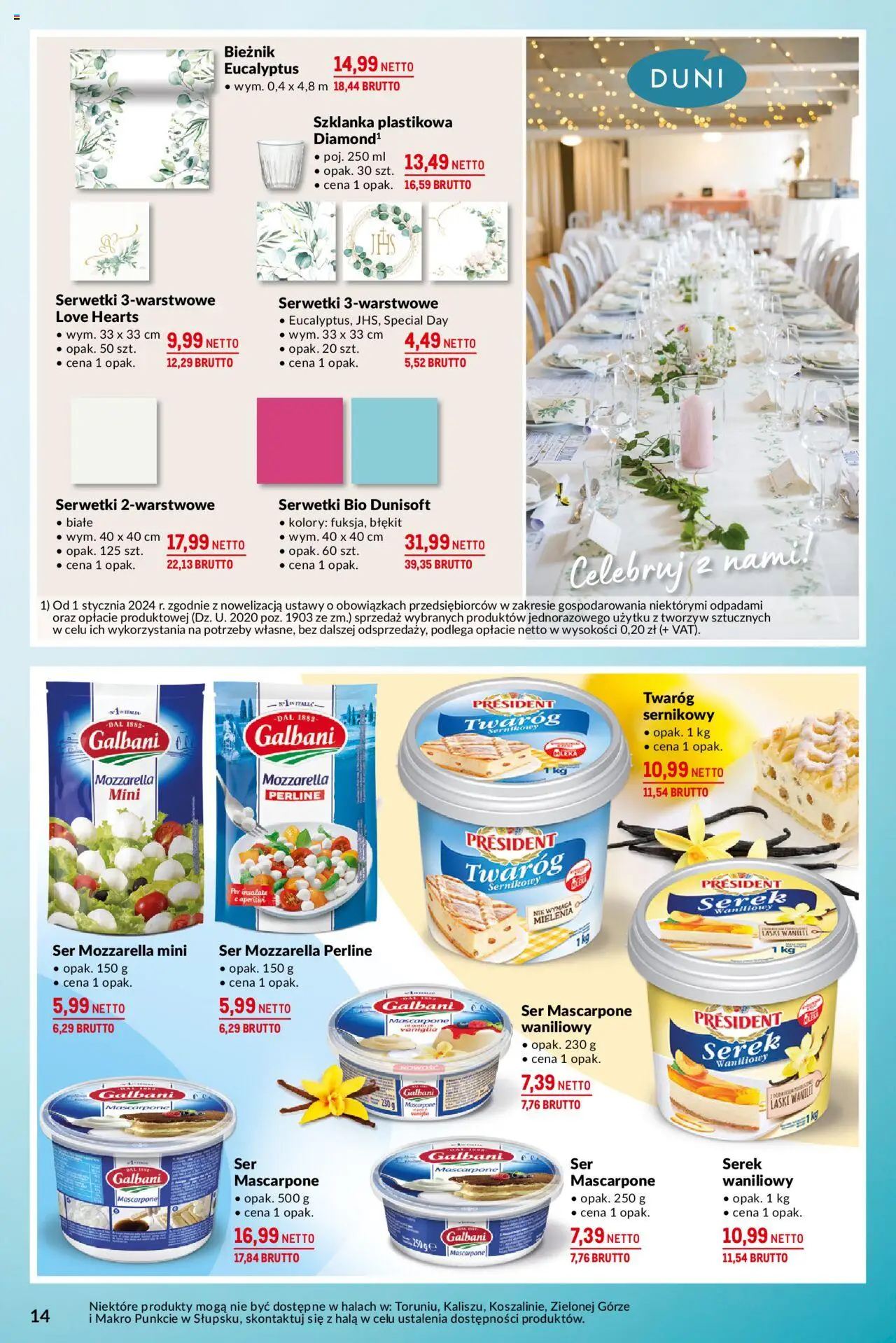 Makro Gazetka - Na uroczyste okazje od 13.05.2025 | Strona: 14 | Produkty: Szklanka, Cream cheese, Serek, Ser mascarpone