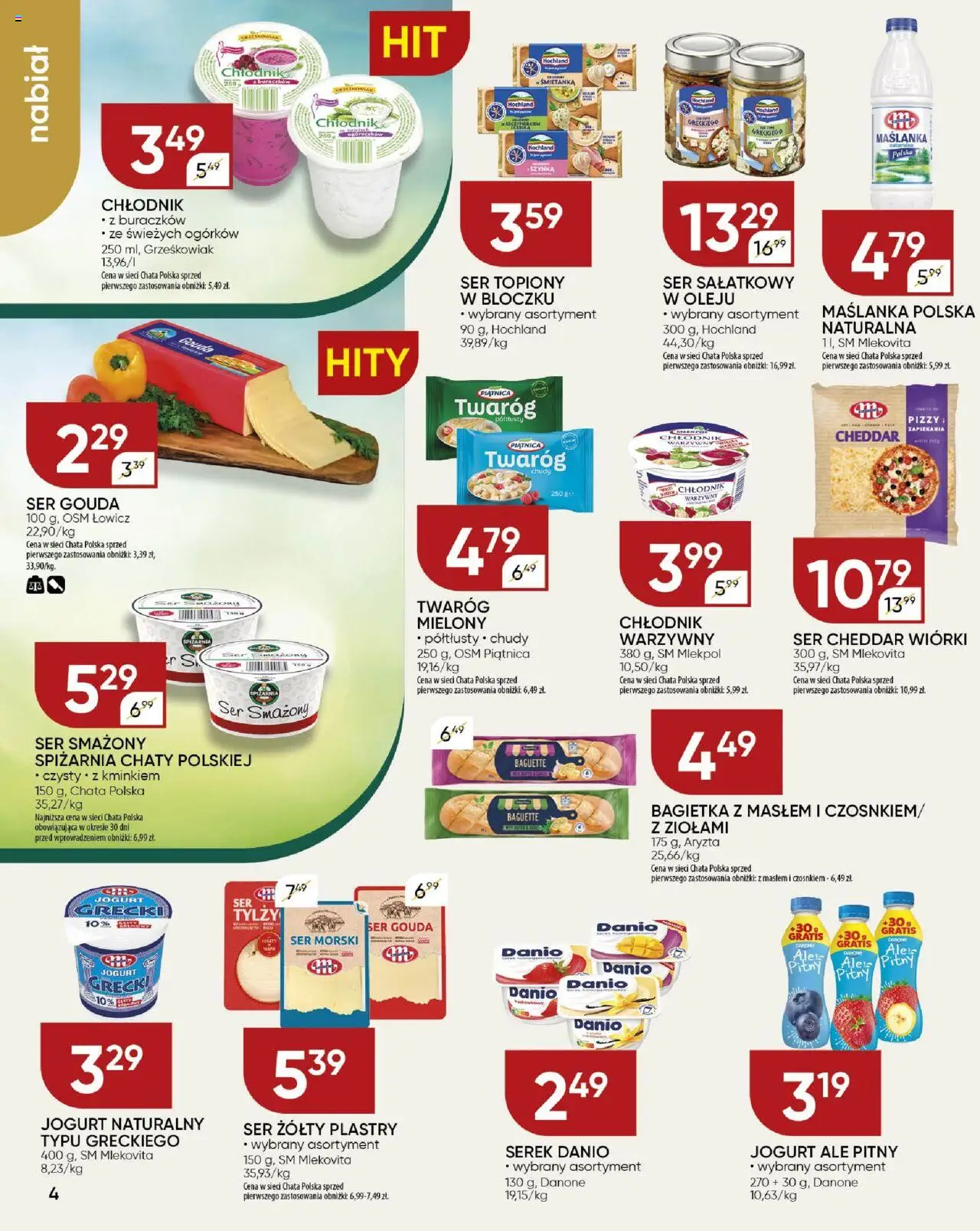 Chata Polska Gazetka od 17.06.2025 | Strona: 4 | Produkty: Twaróg chudy, Jogurt naturalny, Twaróg, Ser gouda