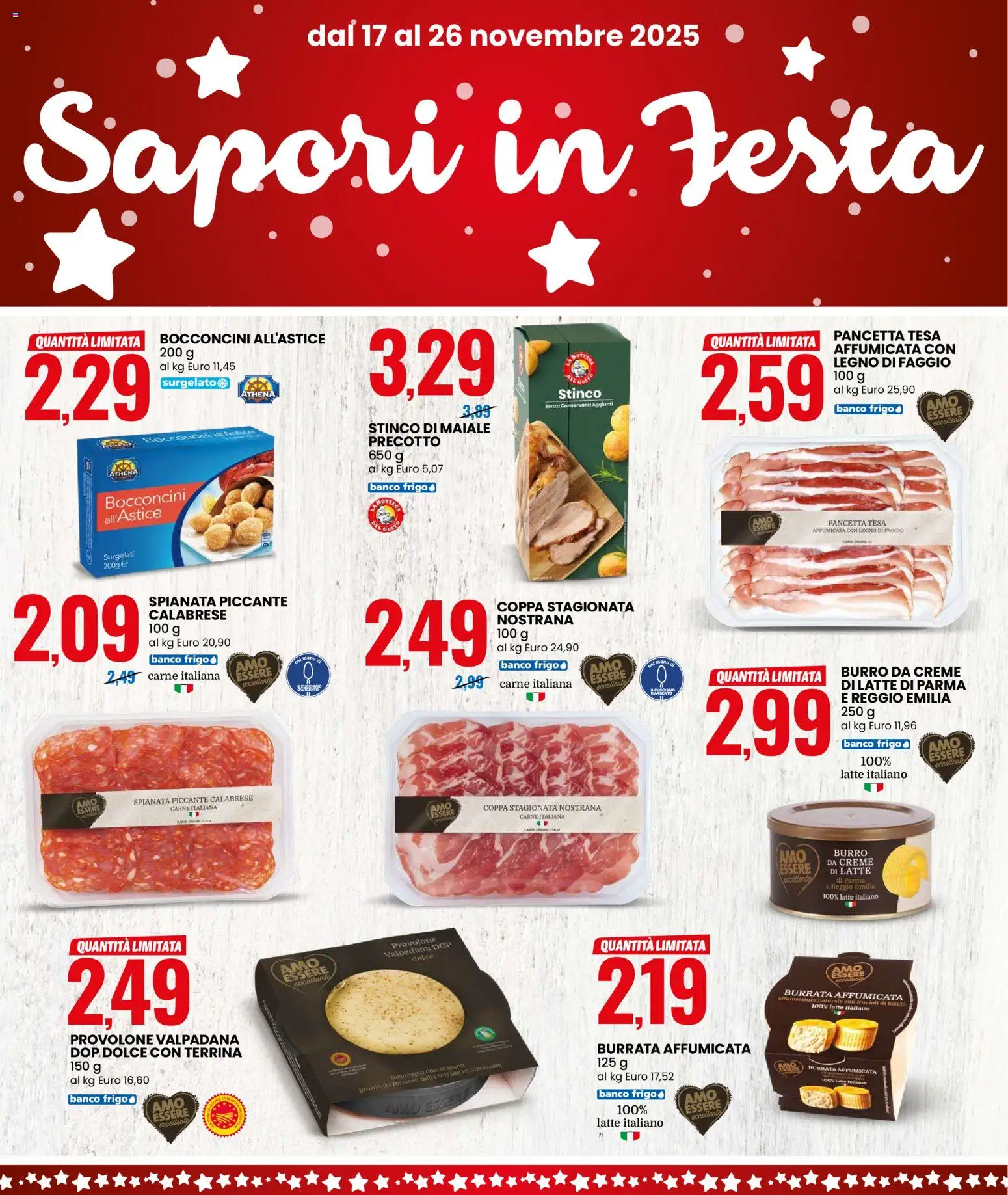 Volantino Eurospin del 17.11.2025 | Pagina: 2 | Prodotti: Provolone, Maiale, Pancetta, Burro