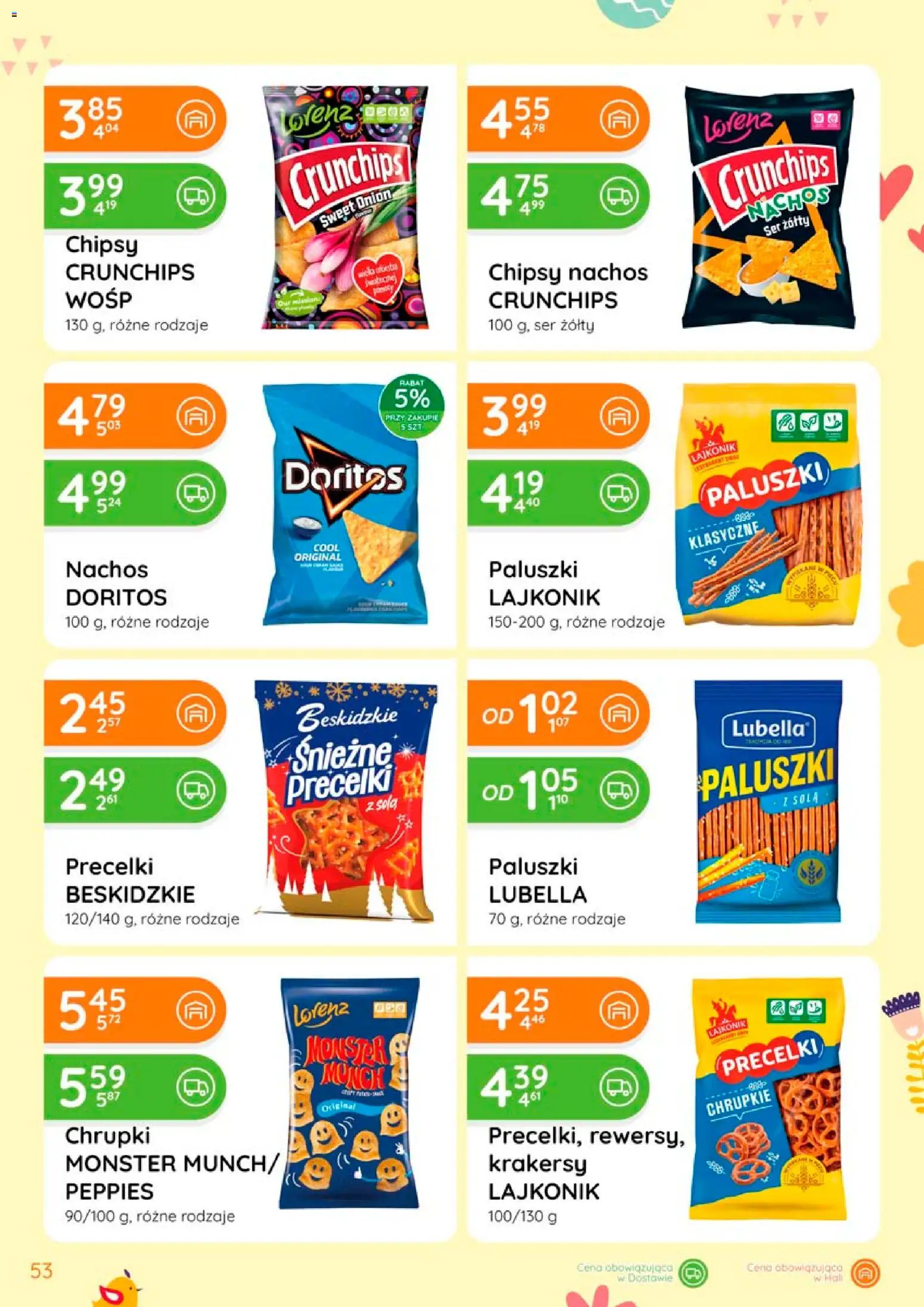 Eurocash gazetka - Oferta Produktowa od 05.03.2026 | Strona: 53 | Produkty: Chipsy nachos, Doritos, Krakersy, Ser