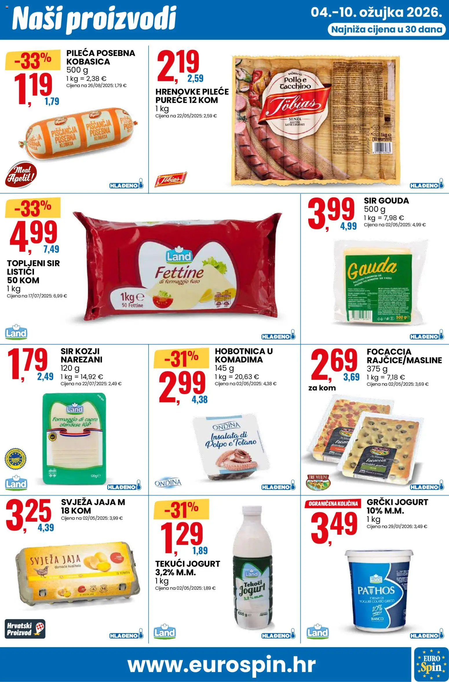 Eurospin katalog | vrijedi od 04.03.2026 | Stranica: 3 | Proizvodi: Hobotnica, Jaja, Grčki jogurt, Hrenovke