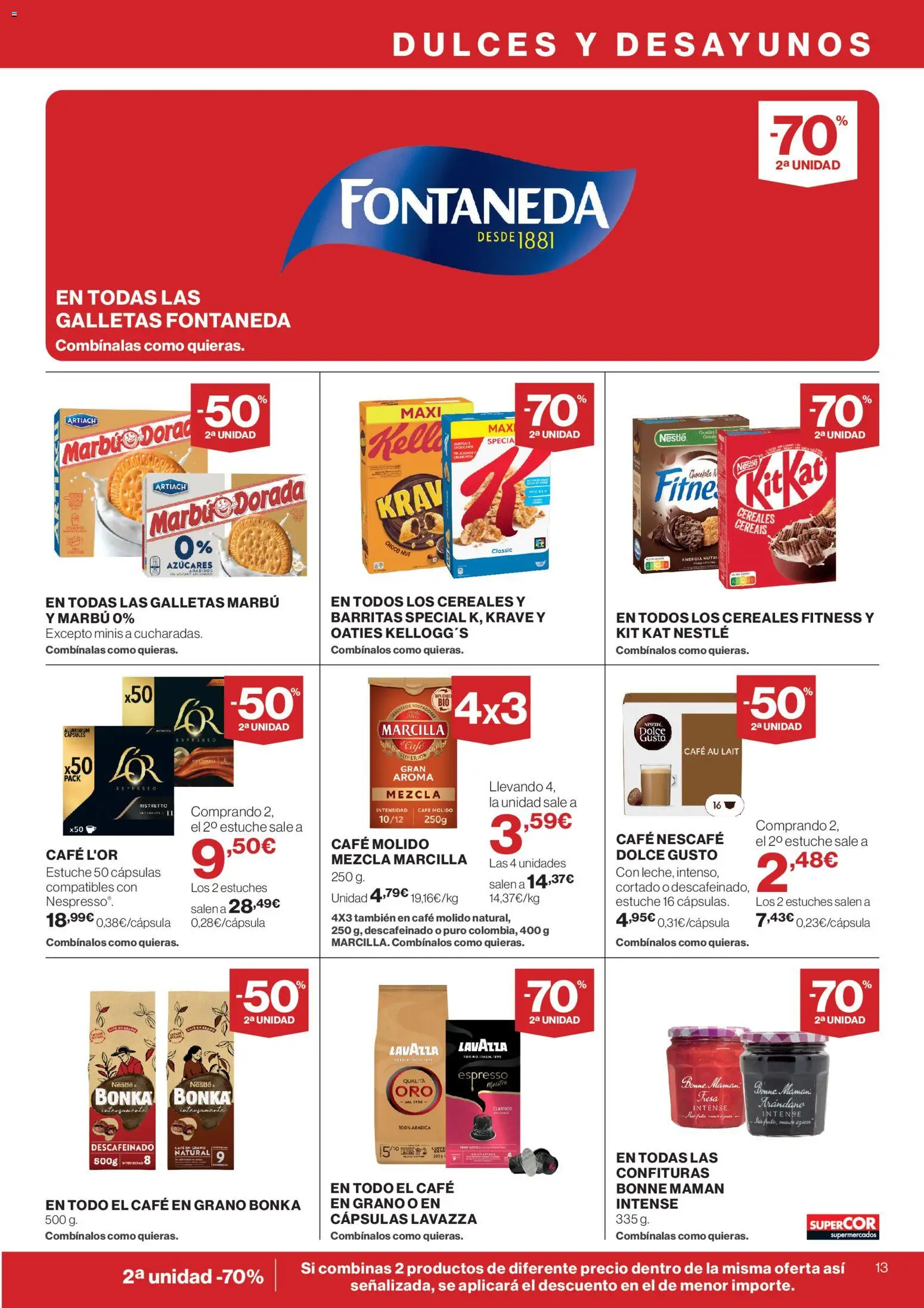 Supercor Península y Baleares │ válido desde el 23.04.2026 | Página: 13 | Productos: Café molido, Galletas, Café en grano, Cereales Fitness