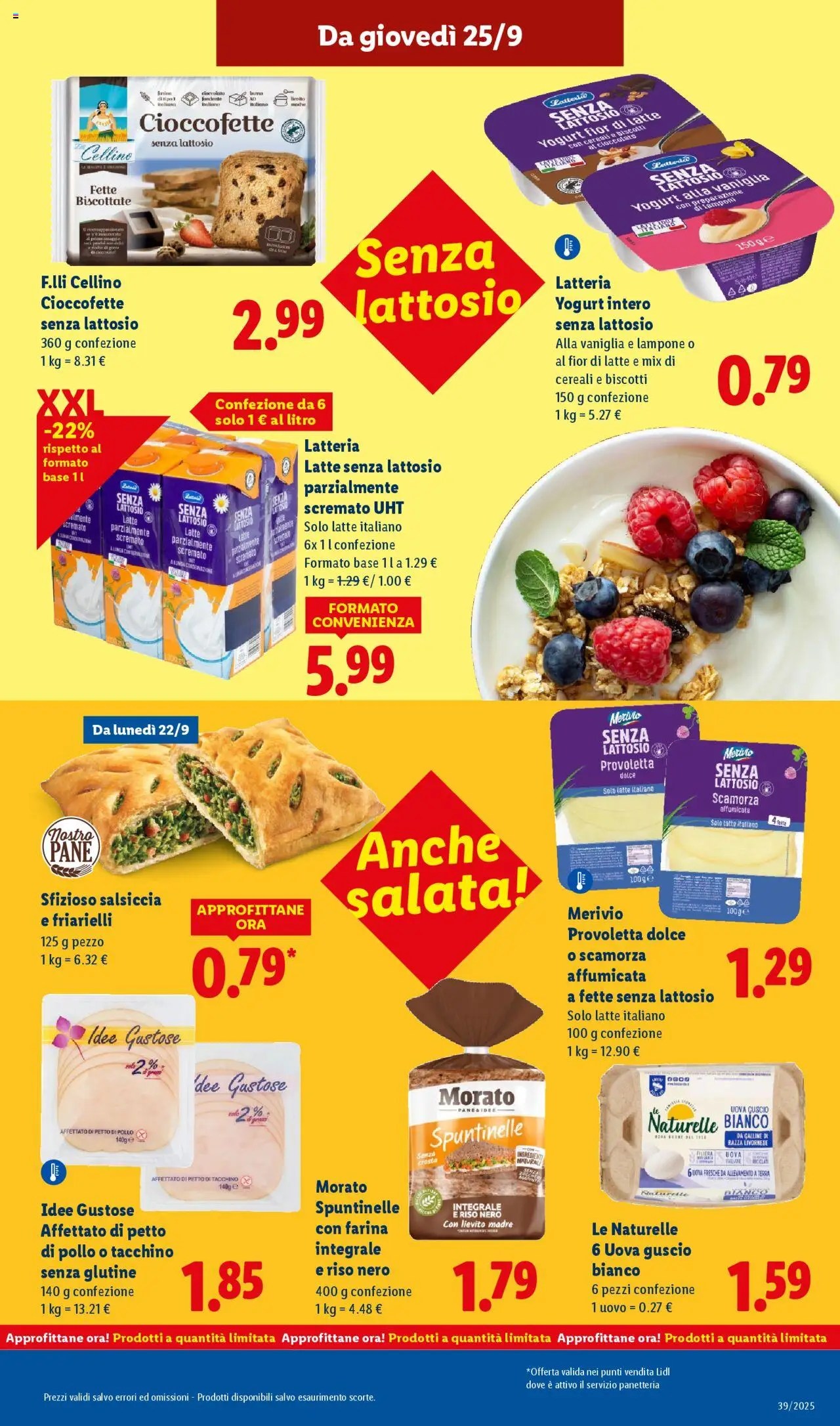 Volantino Lidl del 22.09.2025 | Pagina: 29 | Prodotti: Yogurt, Tacchino, Salsiccia, Farina