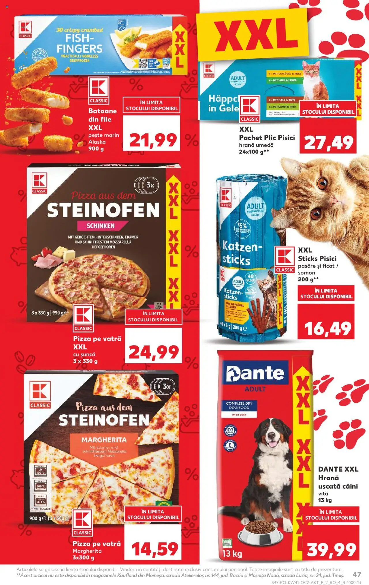 Noul catalog Kaufland – valabil de la 08.10.2025 | Pagină: 47 | Produse: Mozzarella, Șuncă, Pizza, Pește