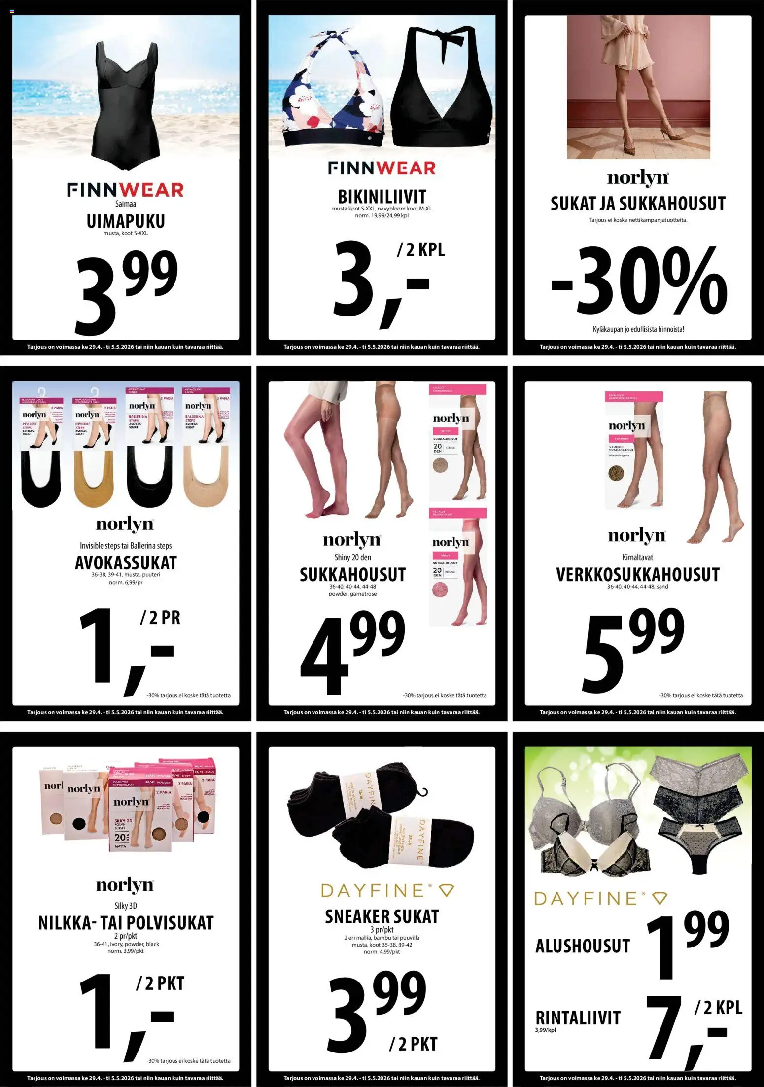 Tuuri tarjoukset – voimassa 29.04.2026 alkaen | Sivu: 23 | Tuotteet: Sukkahousut, Sukat, Alushousut, Polvisukat