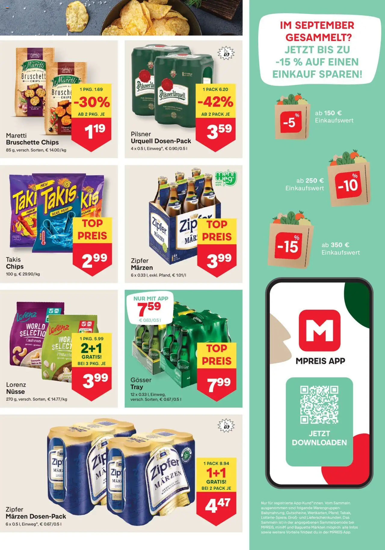 MPREIS Tirol gültig ab 02.10.2025 | Seite: 13 | Produkte: Chips, Rizsliszt, Nüsse, Jääkaappipakastin