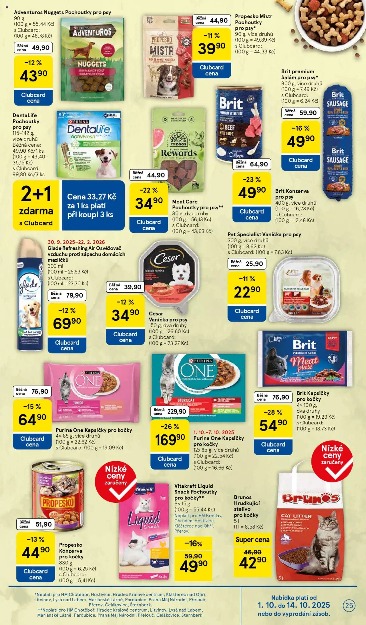 Tesco leták - Hypermarket od 01.10.2025 | Strana: 25 | Produkty: Salám, Stelivo pro kočky, Purina one, Konzerva pro kočky