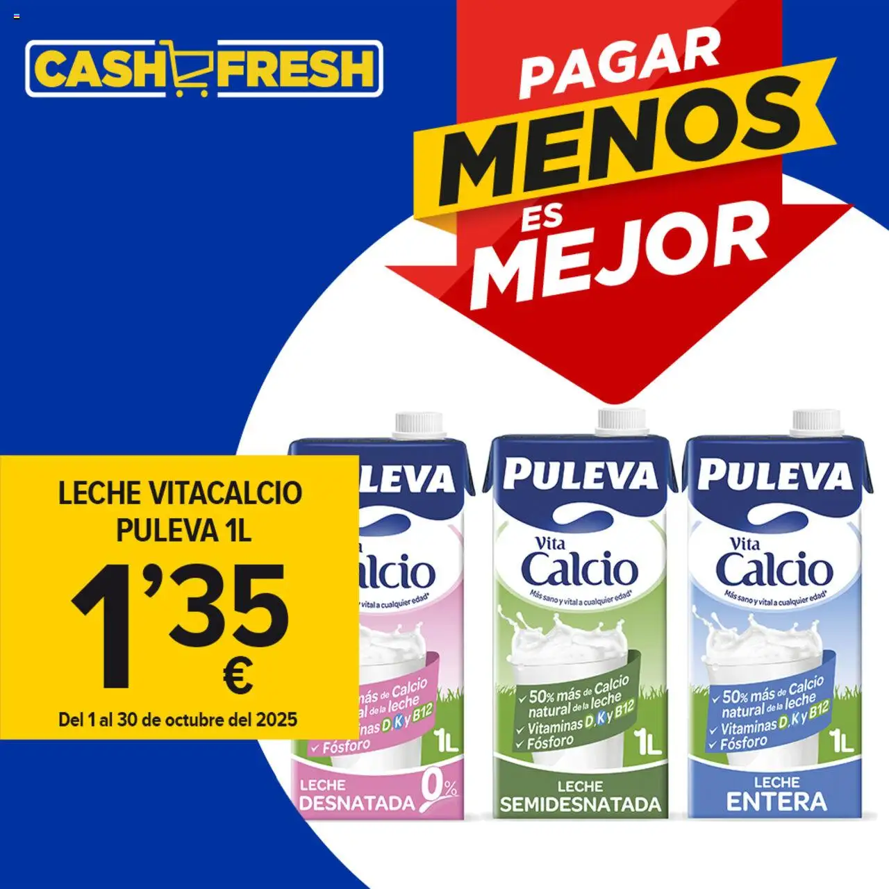 Cash Fresh folleto │ válido desde el 01.10.2025 | Página: 1 | Productos: Leche desnatada, Leche entera, Leche