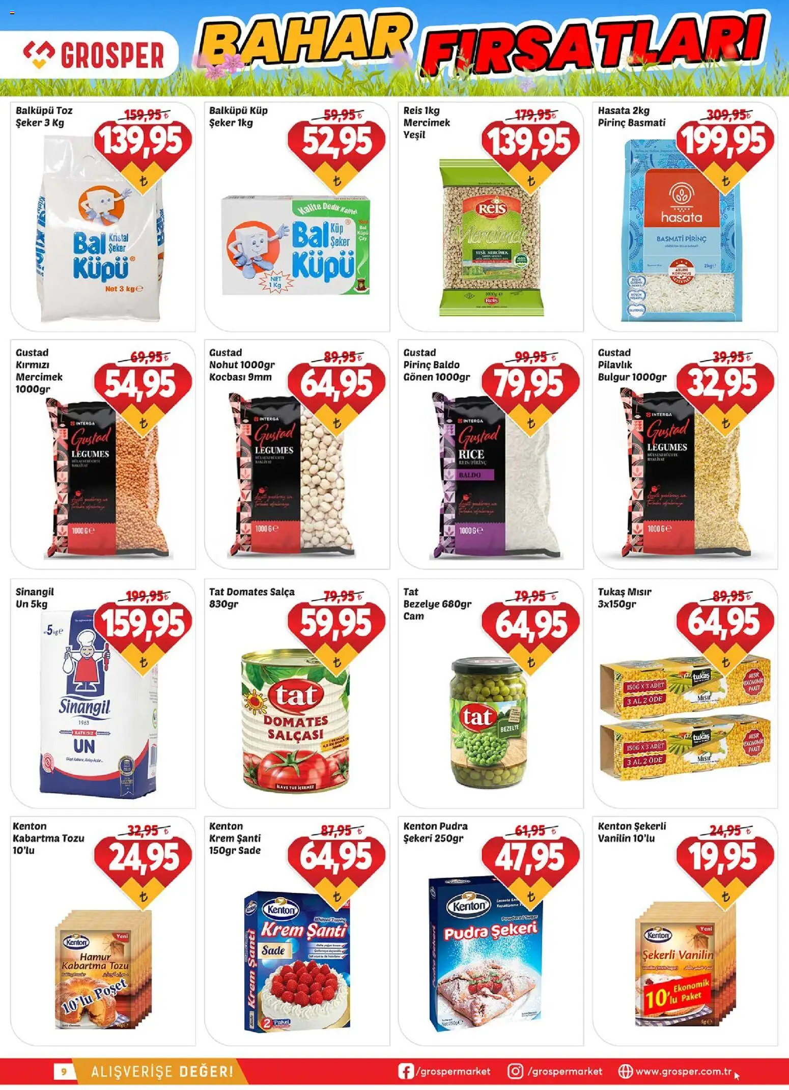 Grosper Katalog - 08.04.2026 tarihinden itibaren geçerlidir | Sayfa: 9 | Ürünler: Krem, Domates, Pirinç, Şeker