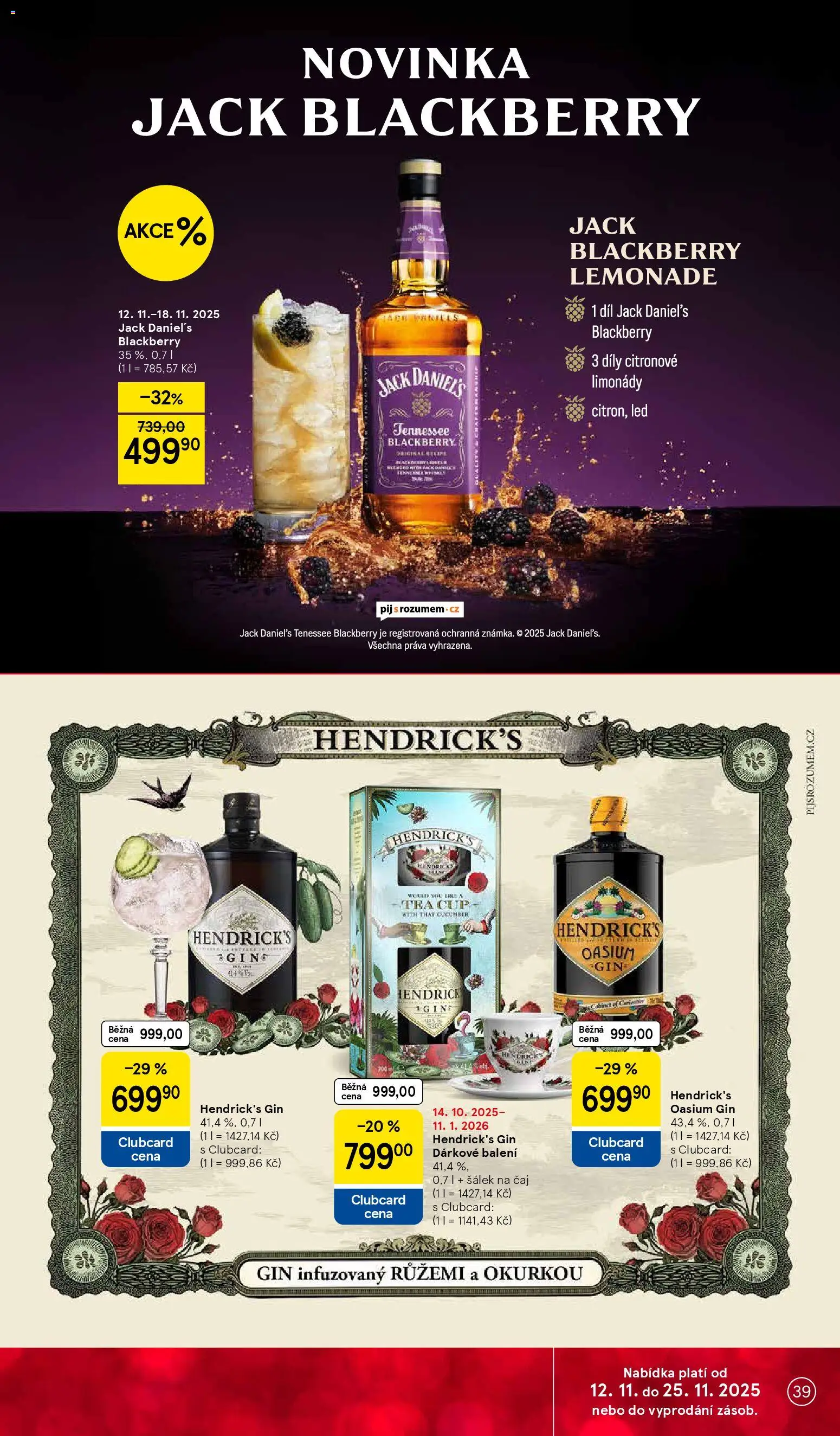 Tesco leták - Hypermarket od 12.11.2025 | Strana: 39 | Produkty: Čaj, Gin, Jack Daniel’s, LED