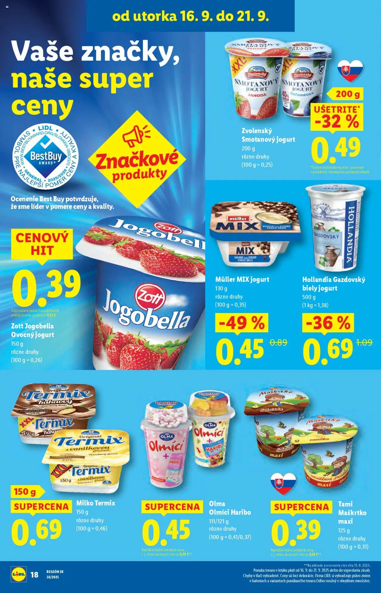 Nové Lidl akcie – leták je platný od 16.09.2025 | Strana: 18 | Produkty: Jogurt, Biely jogurt