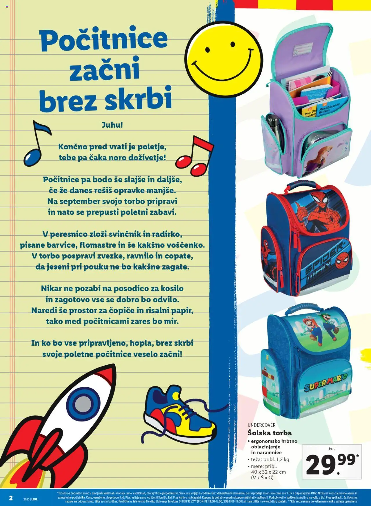 Lidl katalog vše za šolo │ velja od 30.06.2025 | Stran: 2 | Izdelki: Torba, Teza, Svinčnik