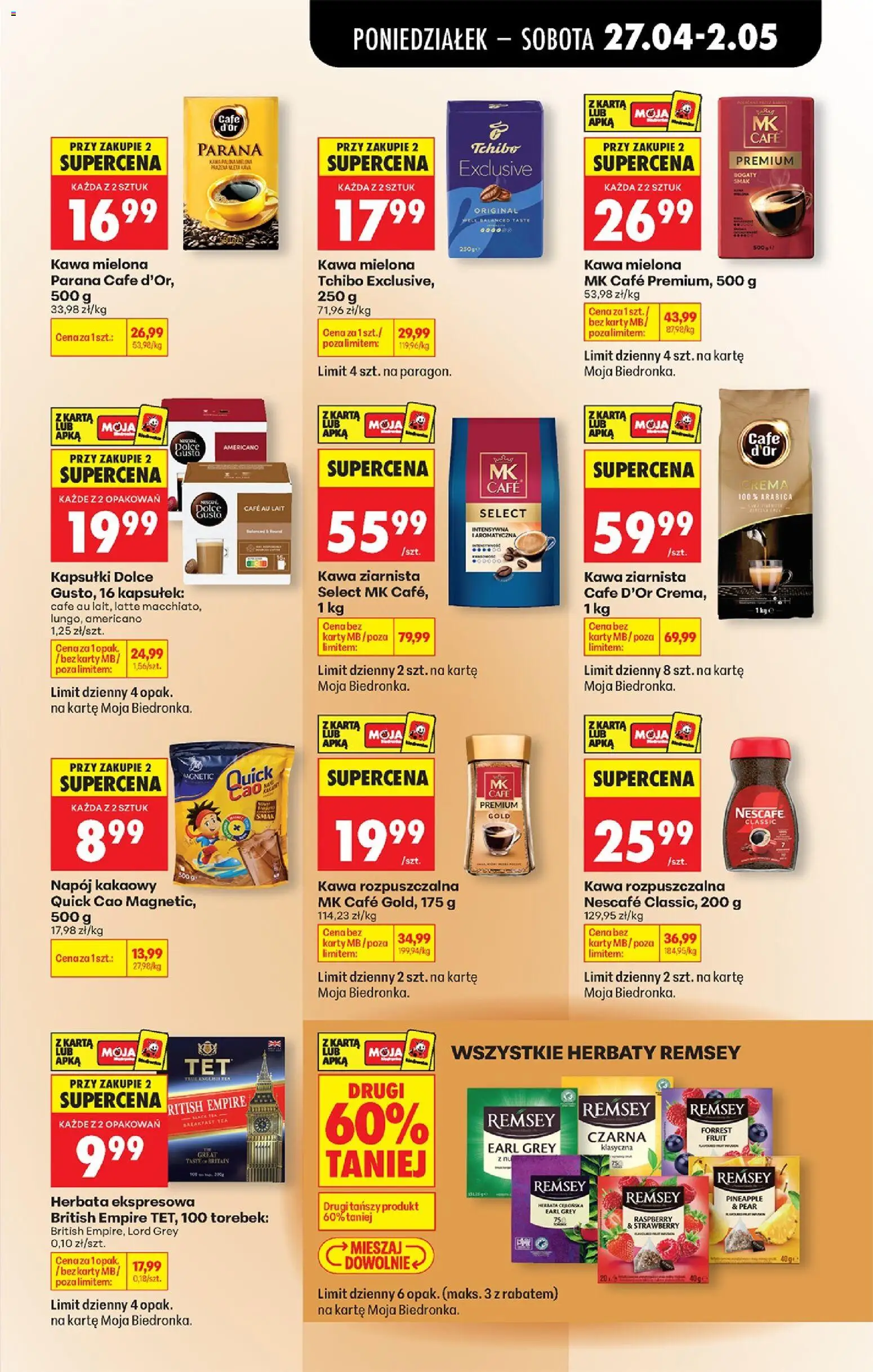 Biedronka Polsko leták od 27.04.2026 | Strana: 59 | Produkty: Tchibo, Cafe au lait, Nescafé, Crema