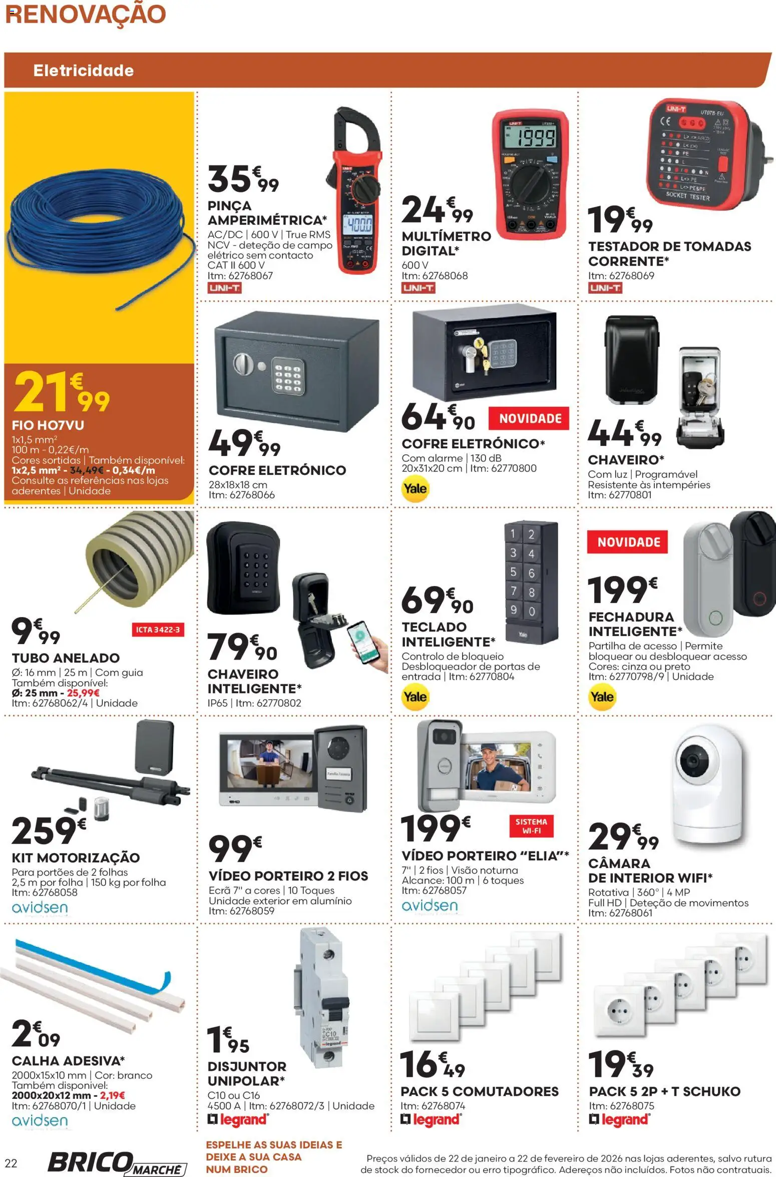 BricoMarché folheto │ válido de 22.01.2026 | Página: 22 | Produtos: Teclado, Pinça, Portas, Vídeo porteiro