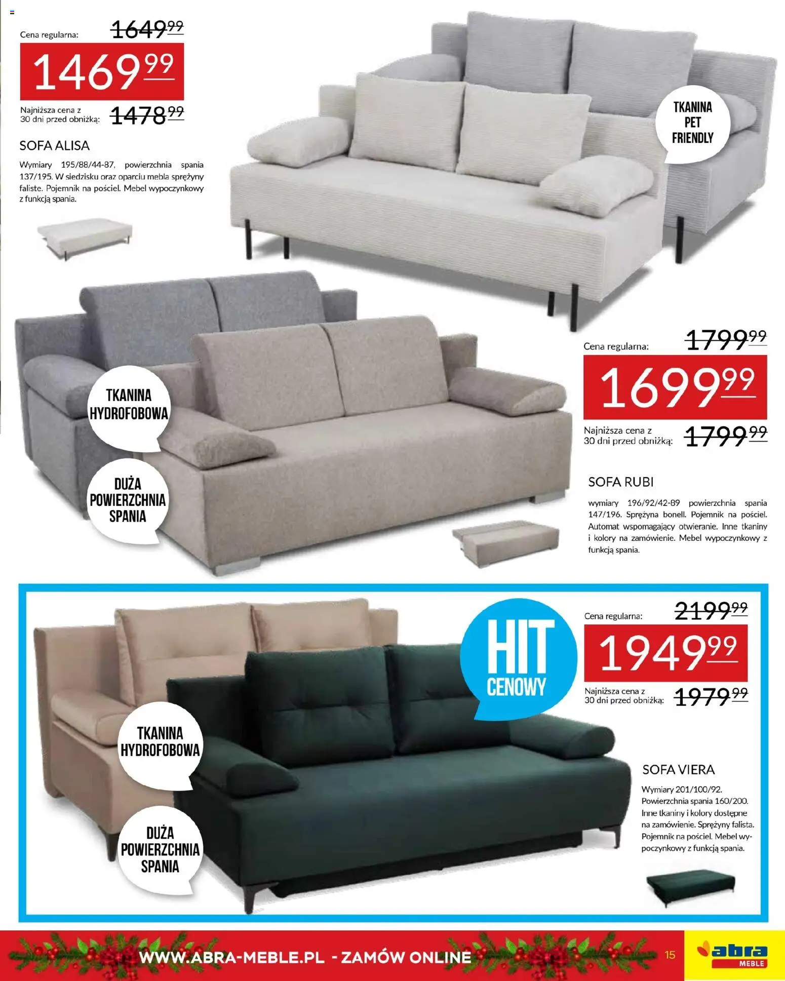 Abra meble Gazetka od 03.12.2025 | Strona: 15 | Produkty: Sofa