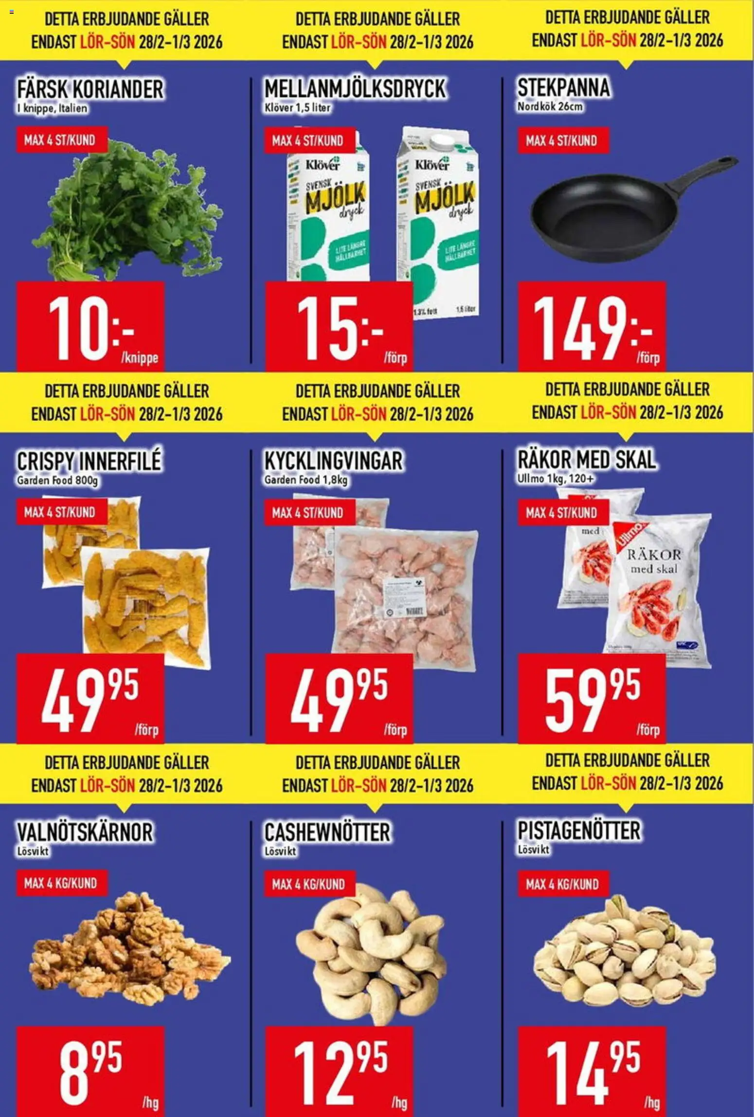 Matdax reklamblad aktuell från 02.03.2026 | Sida: 6 | Produkter: Galler, Cashewnötter, Räkor, Mjölk