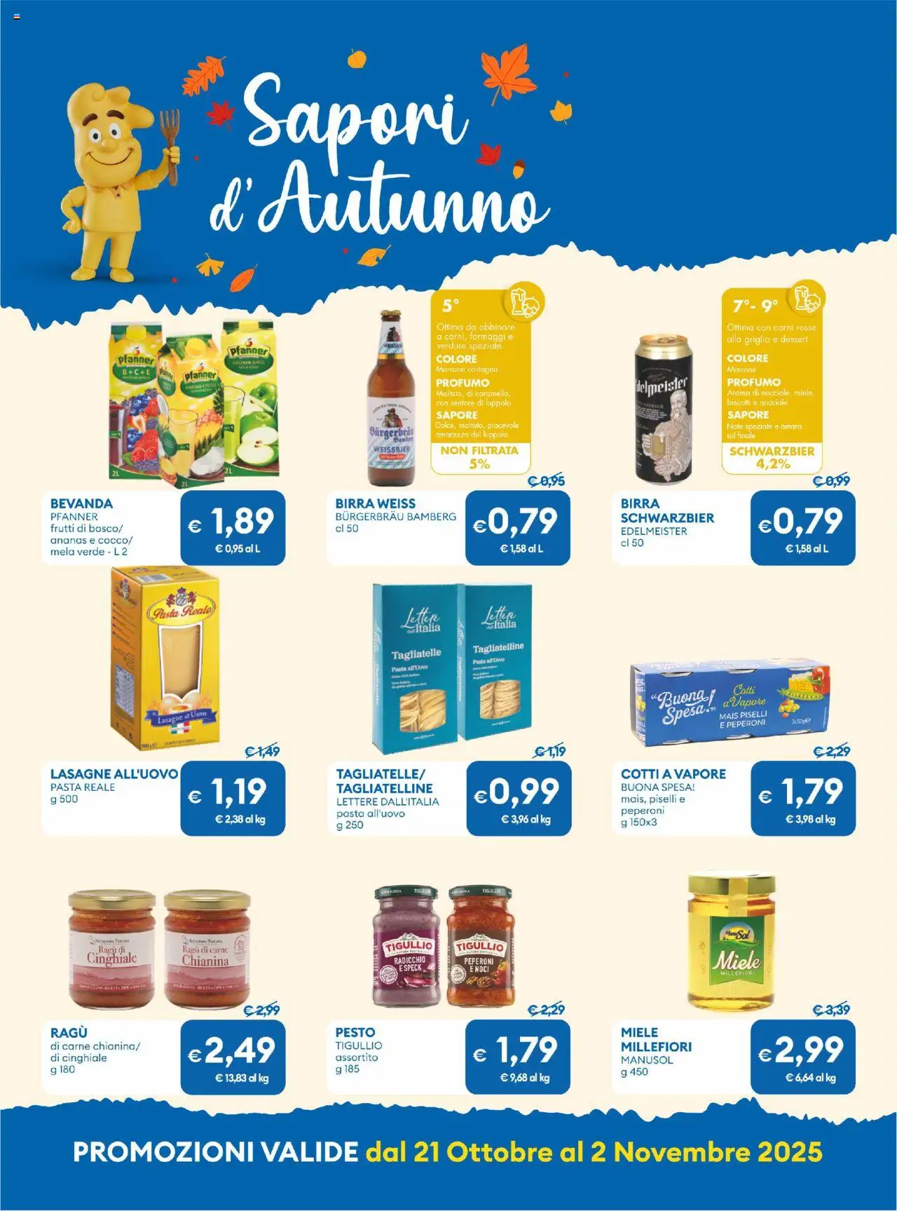 Volantino MD Discount del 21.10.2025 | Pagina: 9 | Prodotti: Tagliatelle, Biscotti, Verdure, Griglia