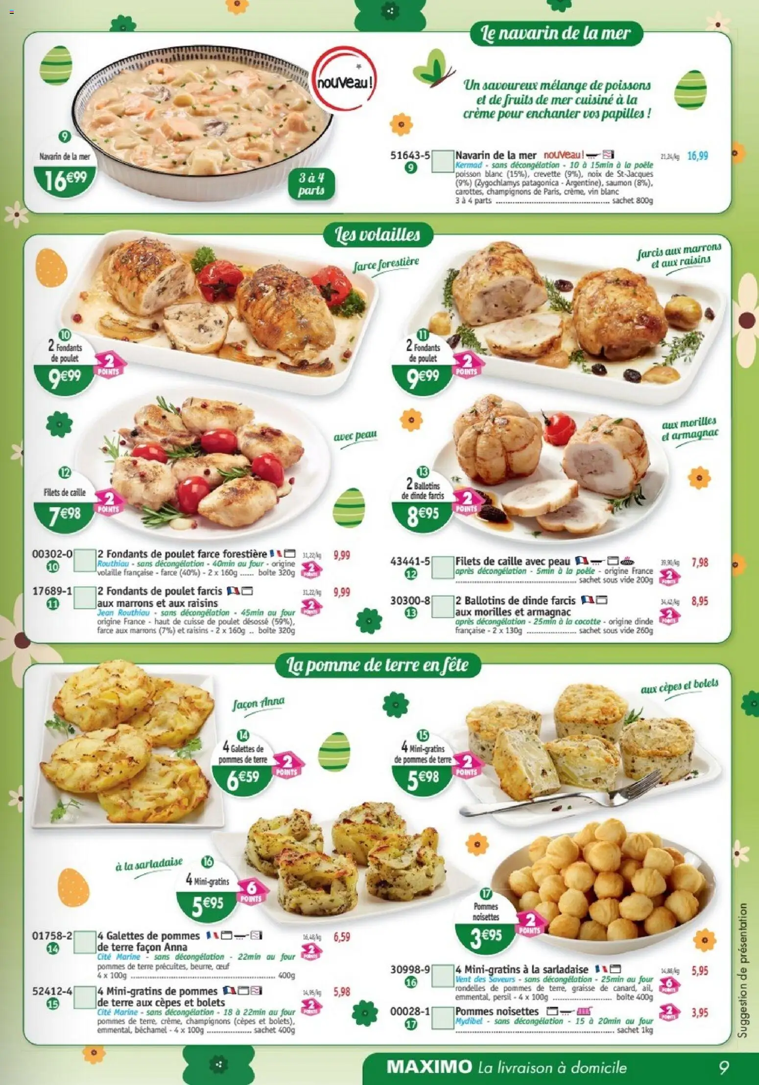 {H1} | Page: 9 | Produits: Four, Vin, Cuisse de poulet, Pommes de terre