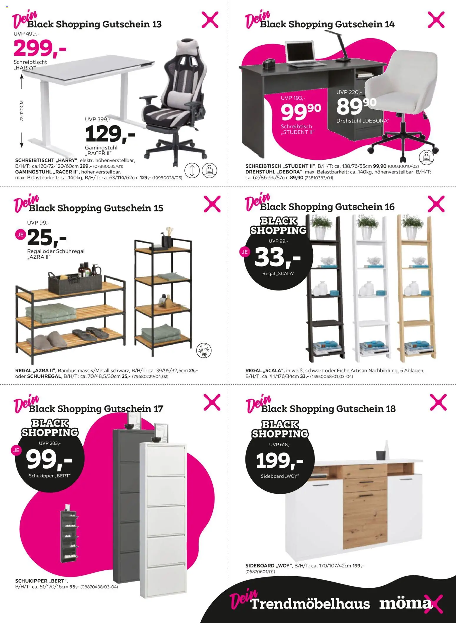 Mömax - Black Friday – gültig ab 17.11.2025 | Seite: 7 | Produkte: Sideboard, Regal, Schuhregal, Gamingstuhl